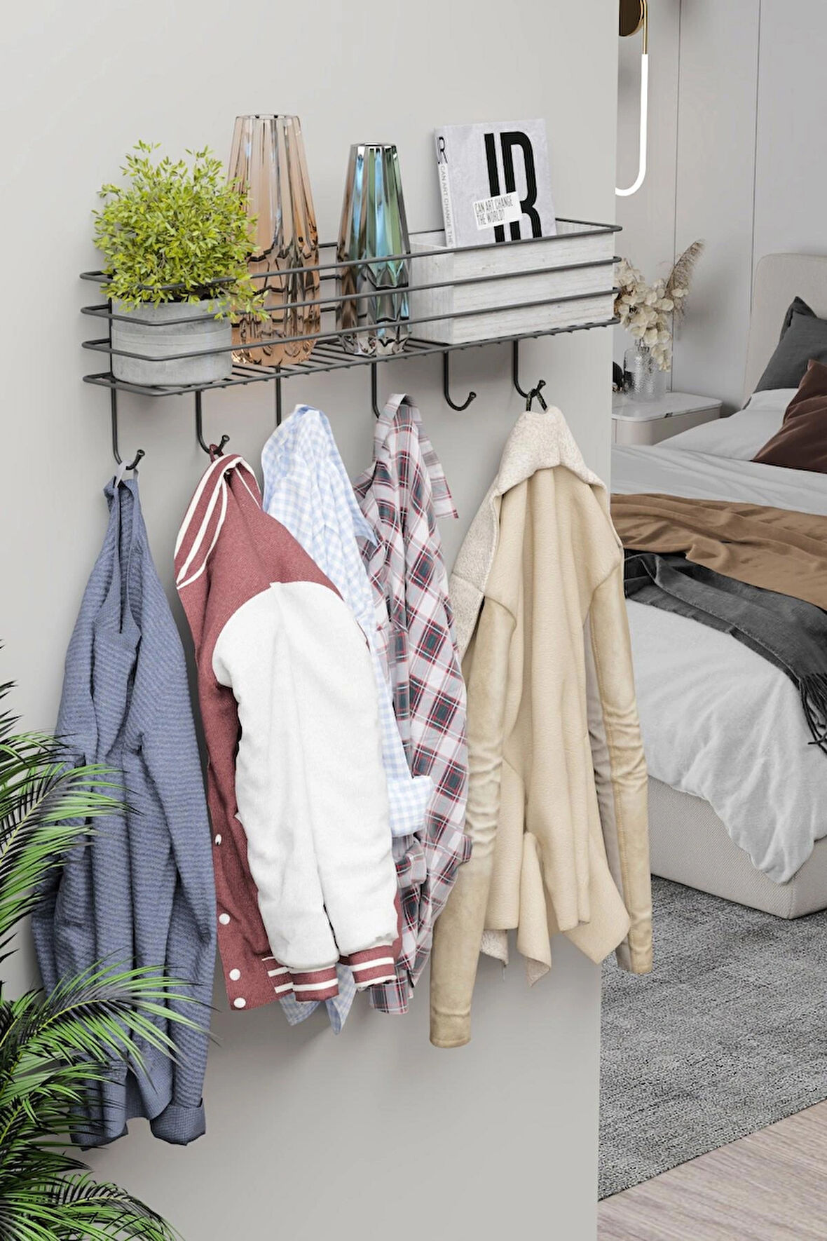 Yapışkanlı Metal Duvar Elbise Askılığı Kapı Arkası Askılık Portmanto Organizer Askı