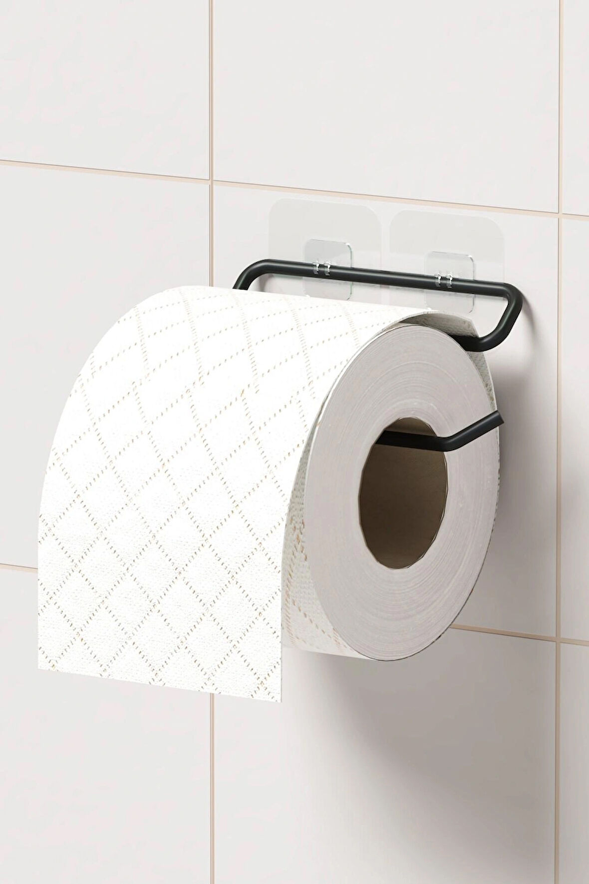 Yapışkanlı Tuvalet Kağıtlığı Tutacağı Askısı Mat Siyah Metal Tuvalet Kağıtlık Minimal Tasarım