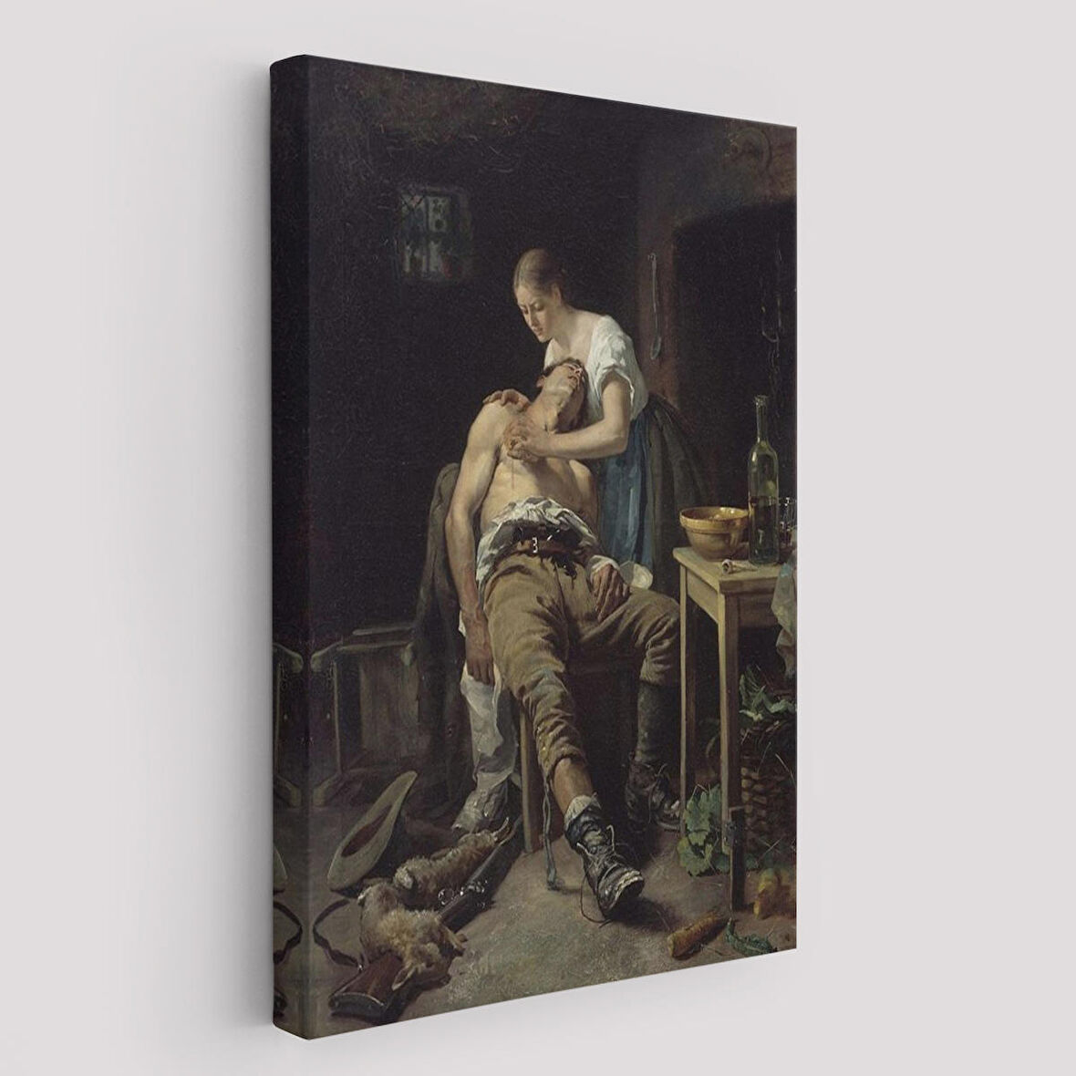 Henry Jones Thaddeus Yaralı Kaçak Avcı (1881) Duvar Tablosu-6059