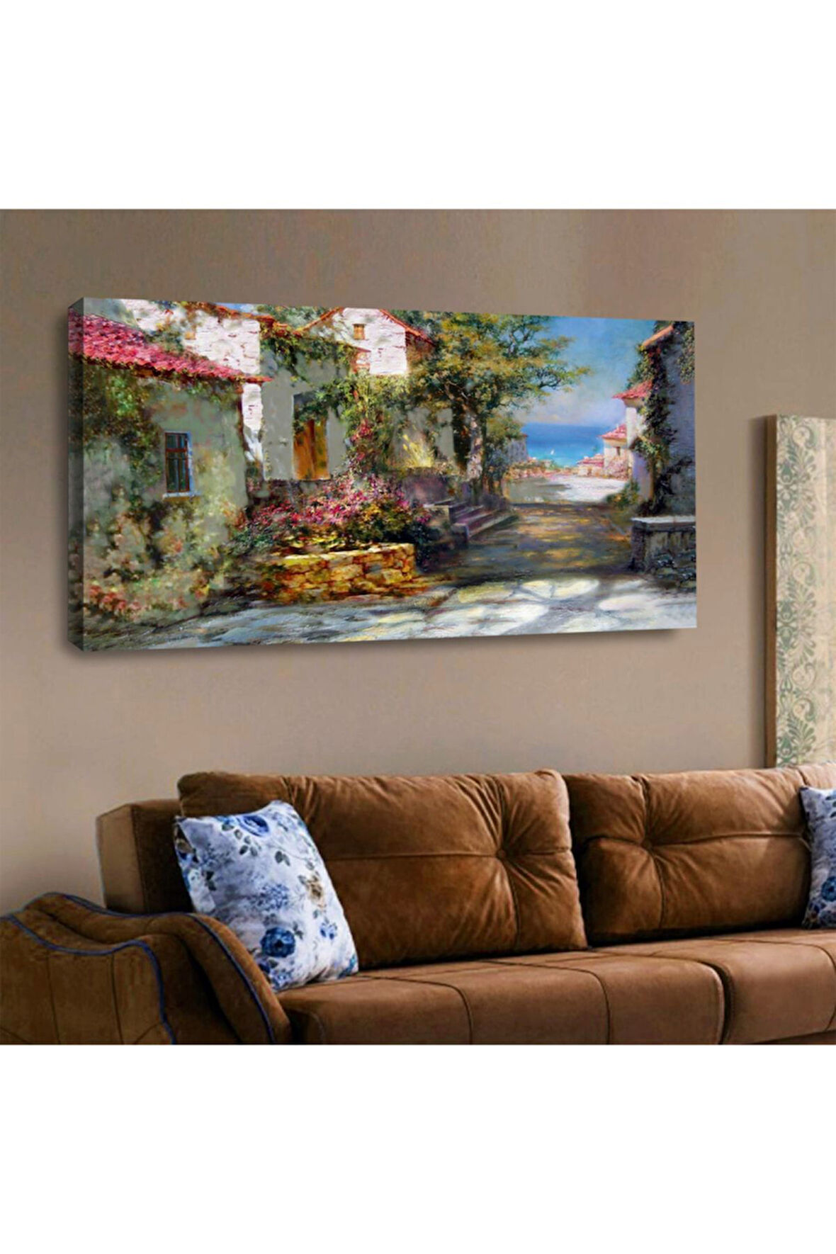 120x60 Kanvas Kasaba Manzara Tablosu