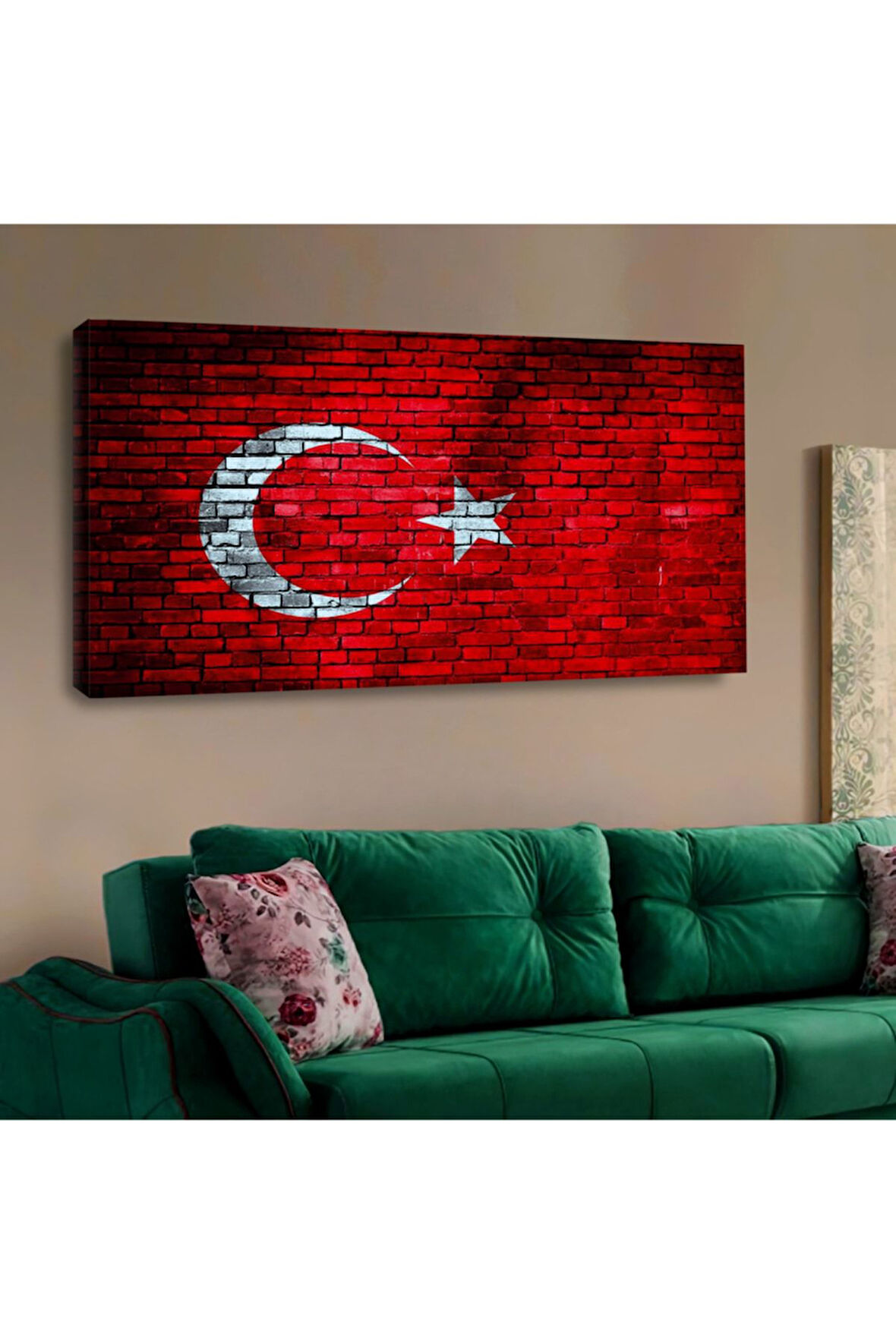 120x60 Kanvas Tuğla Desenli Türk Bayrağı Tablosu