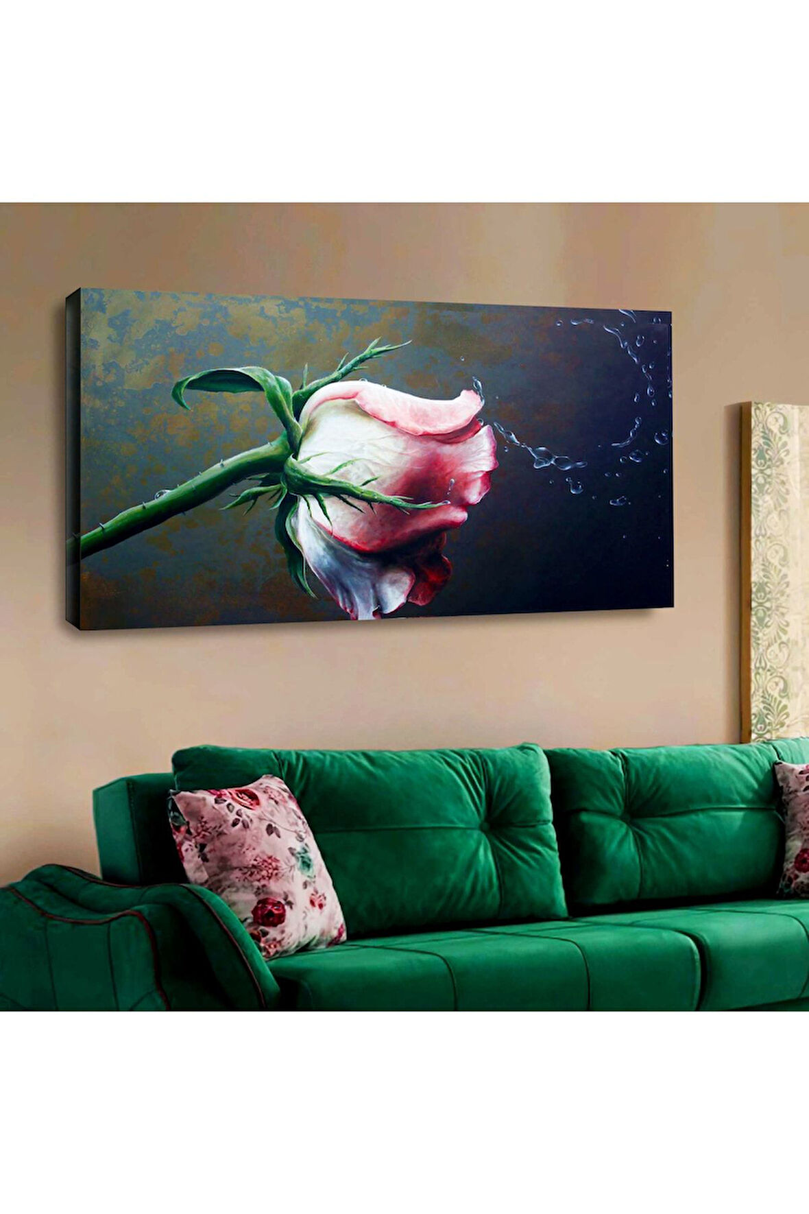 Zevahir 120x60 Kanvas Pembe Gül Tablosu