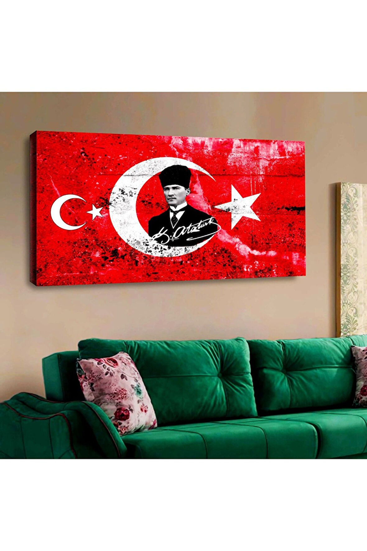 Zevahir 120x60 Kanvas Atatürk Ve Türk Barağı Tablosu