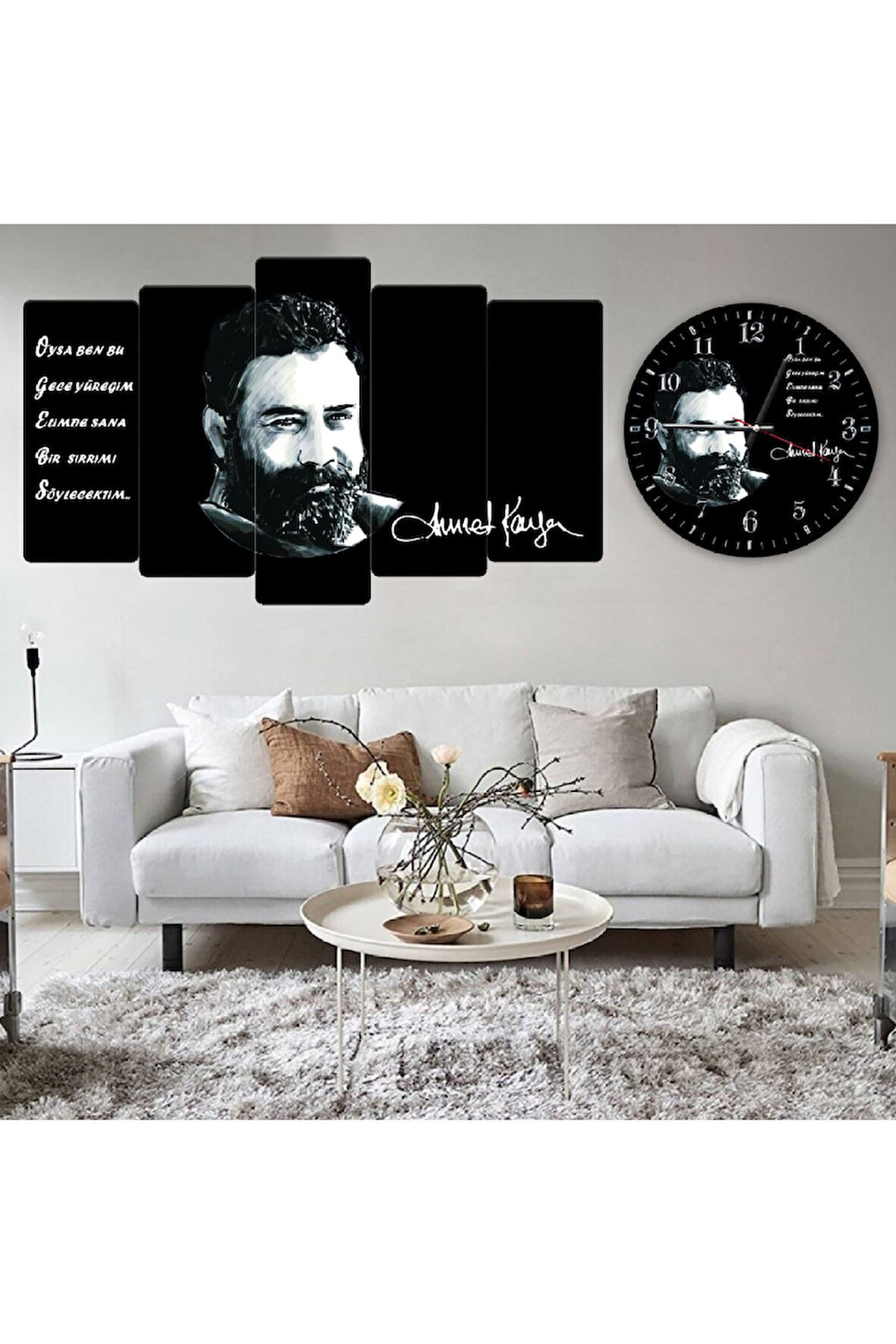 Zevahir 5 Parça Mdf Ahmet Kaya Tablo Ve Mdf Saat Kombin