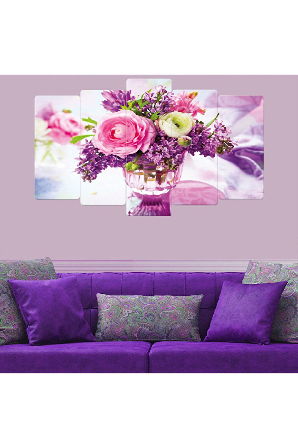 Zevahir 5 Parça Mdf Çiçek Vazo Tablo