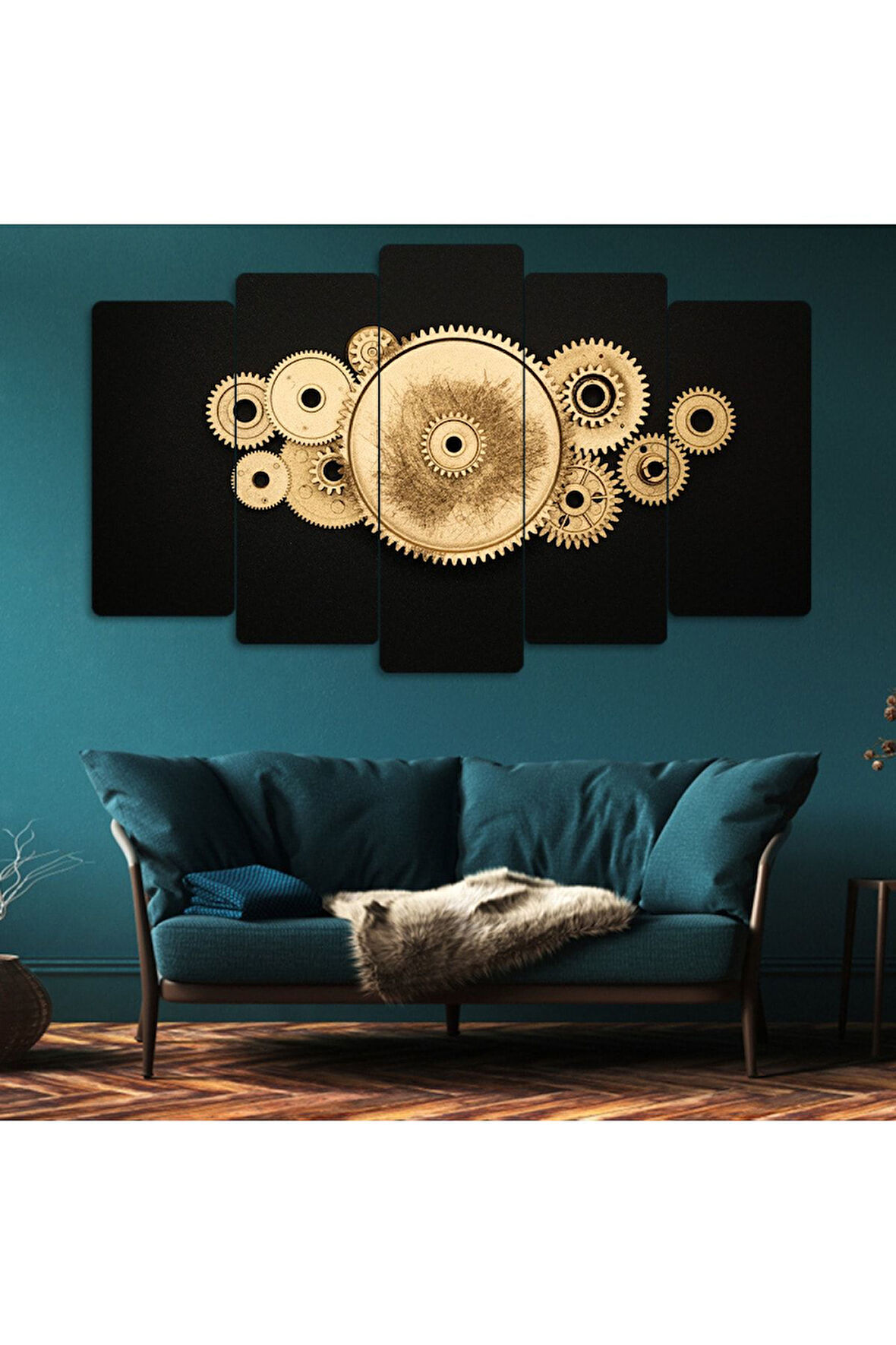 Zevahir 5 Parça Mdf Işleyen Çarklar Modern Tablo