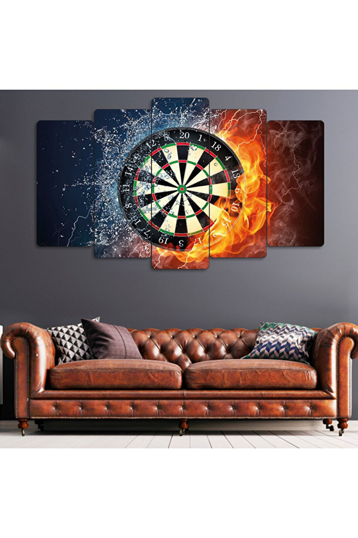 5 Parça Mdf Alevli Dart Tablo