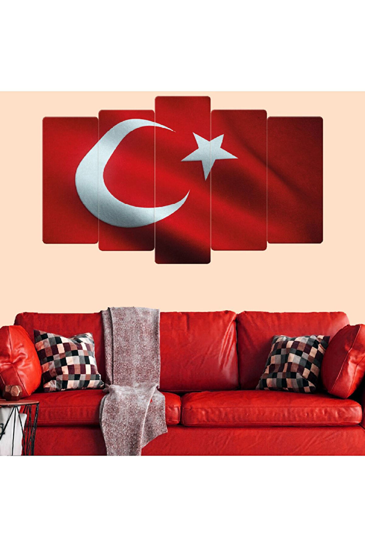 5 Parça Mdf Türk Bayrağı Tablosu