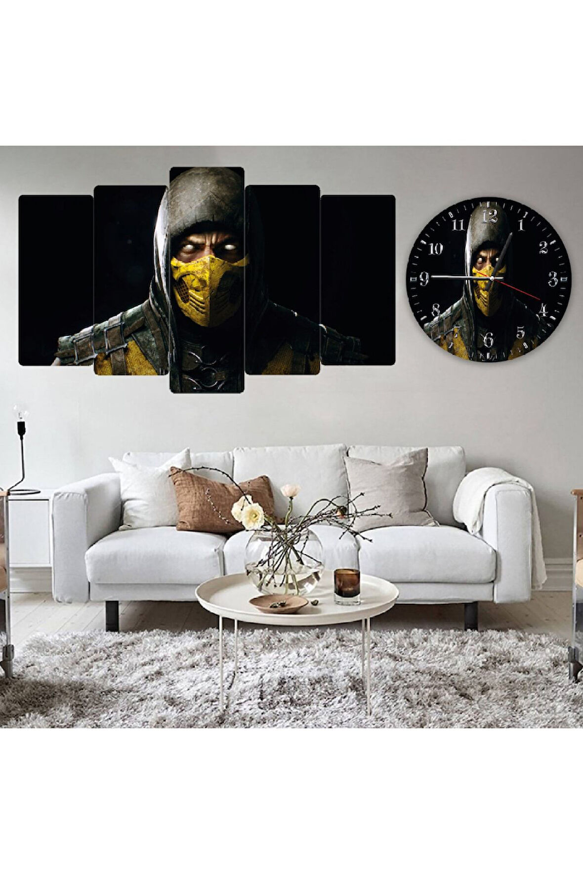 5 Parça Mdf Pc Oyun Tablo Ve Mdf Saat Kombin