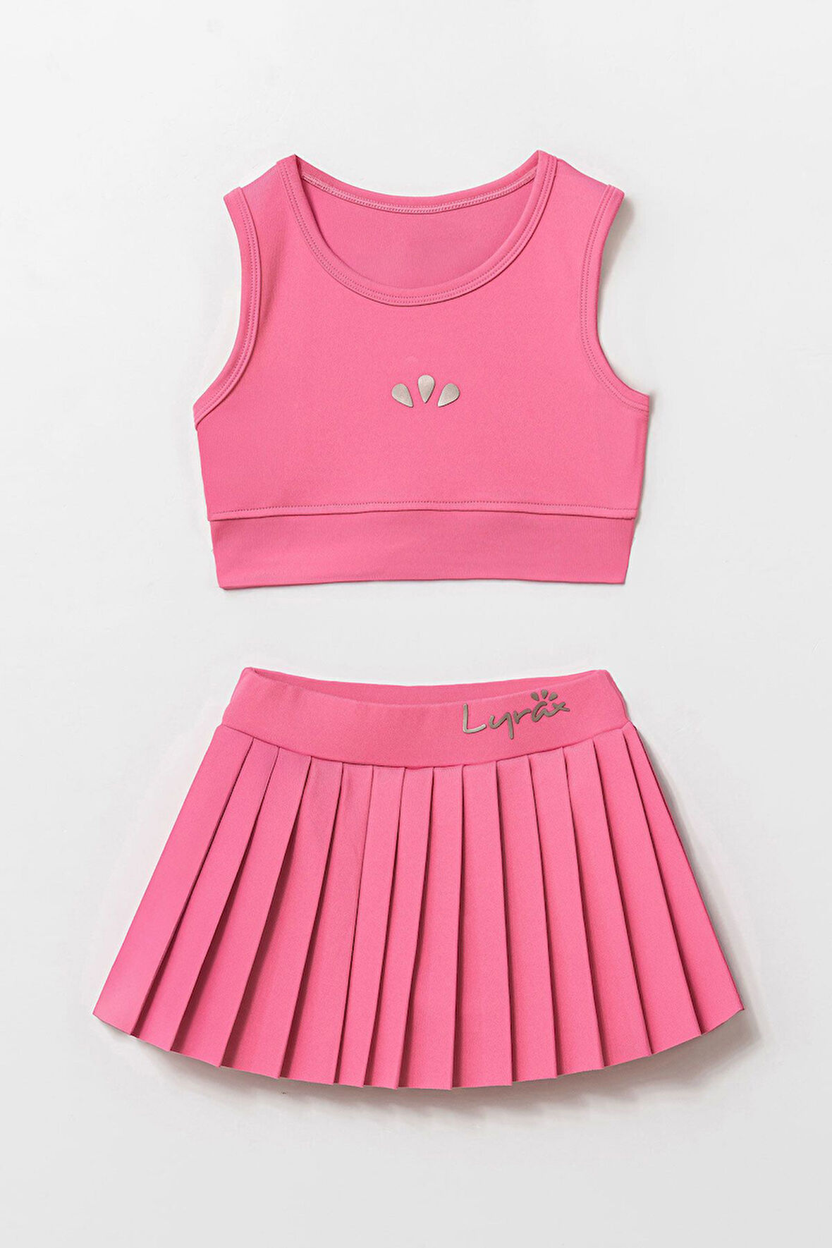 Lyrax Kabartmalı Şort Etekli Crop Kız Çocuk Sporcu Takım