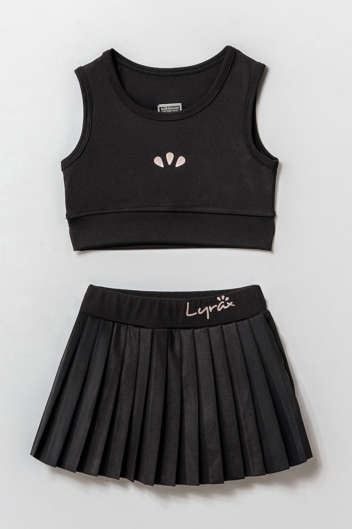 Lyrax Kabartmalı Şort Etekli Crop Kız Çocuk Sporcu Takım