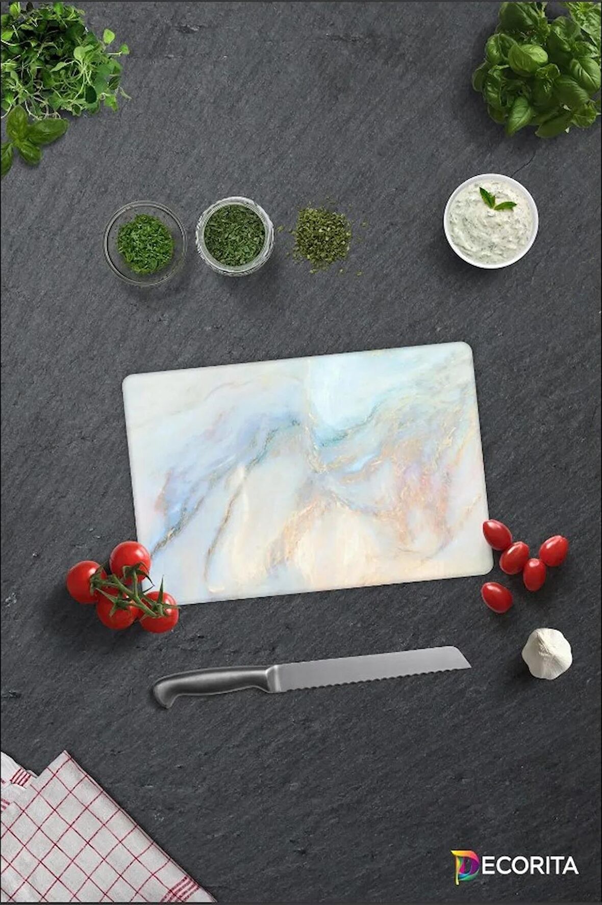 Cam Kesme Tahtası - Cam Kesme Tablası | Supreme Mermer Görünümlü | 20cm x 30cm