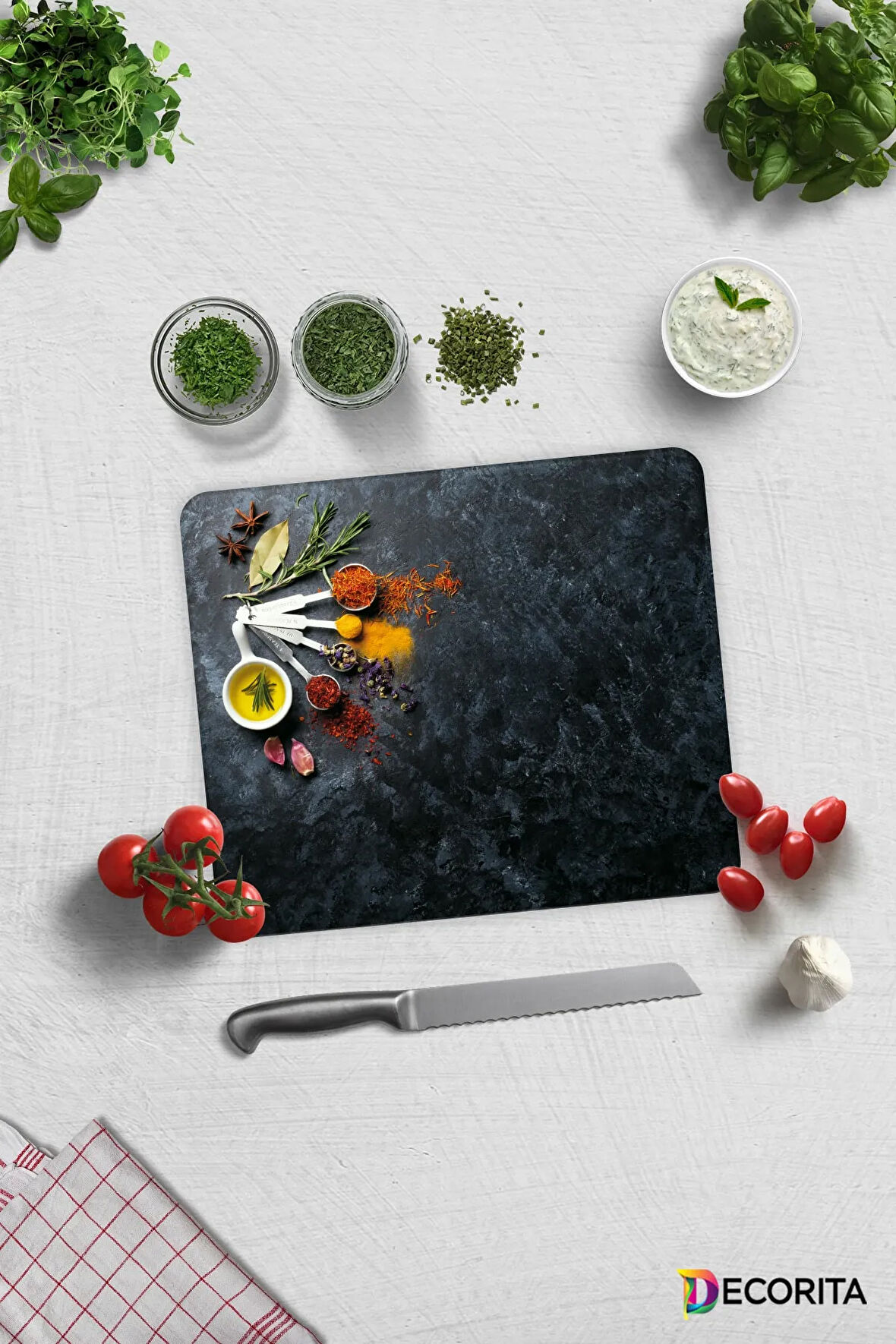 Cam Kesme Tahtası - Cam Kesme Tablası | Baharat Çeşnisi | 29cm x 34cm
