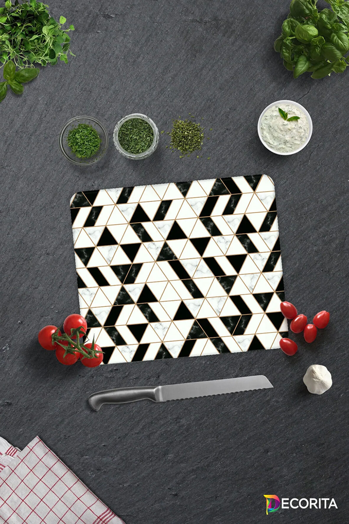 Cam Kesme Tahtası - Cam Kesme Tablası | Black Gold | 29cm x 34cm