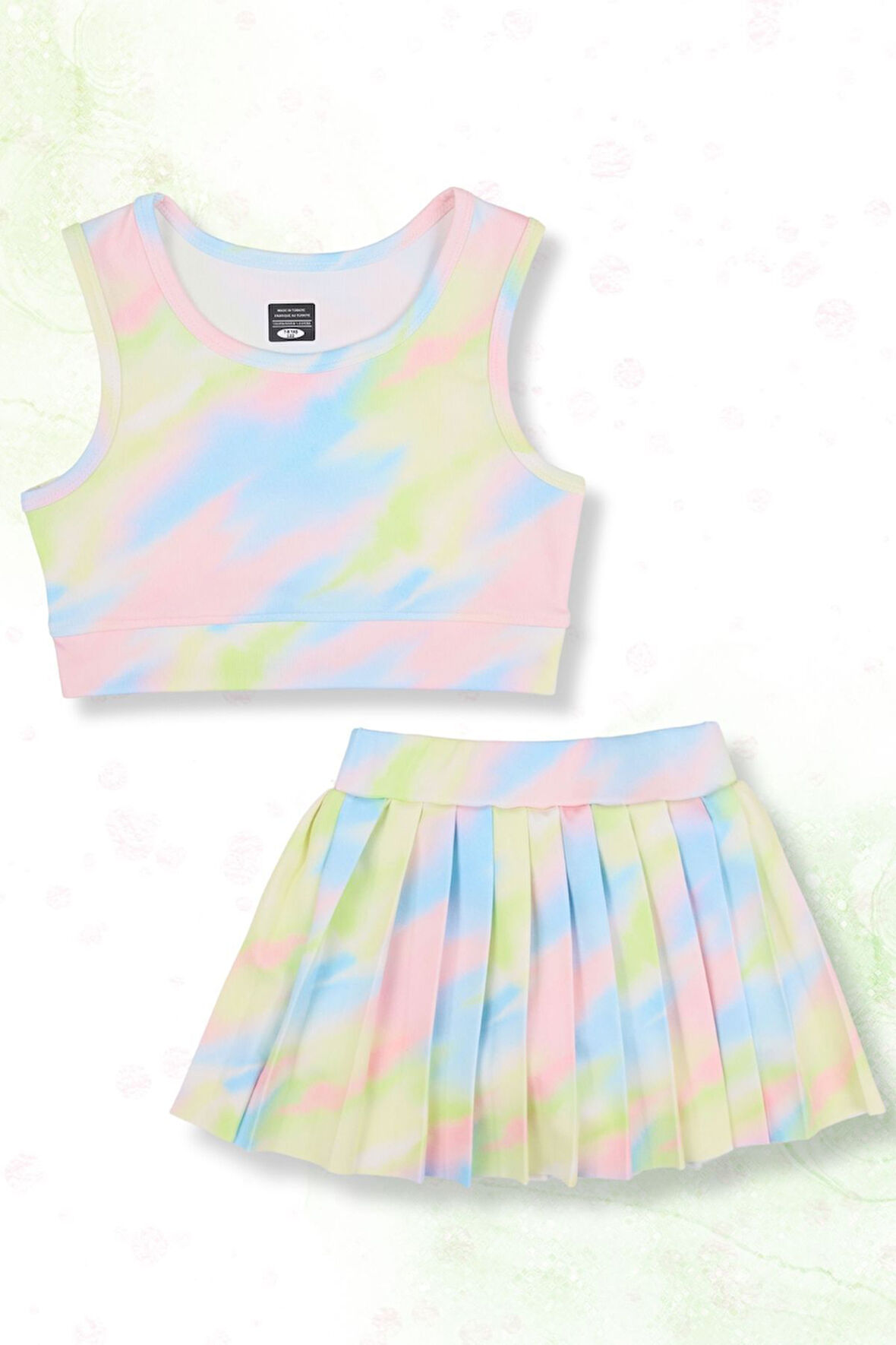 Batik Desenli Şort Etekli Crop Kız Çocuk Sporcu Takım