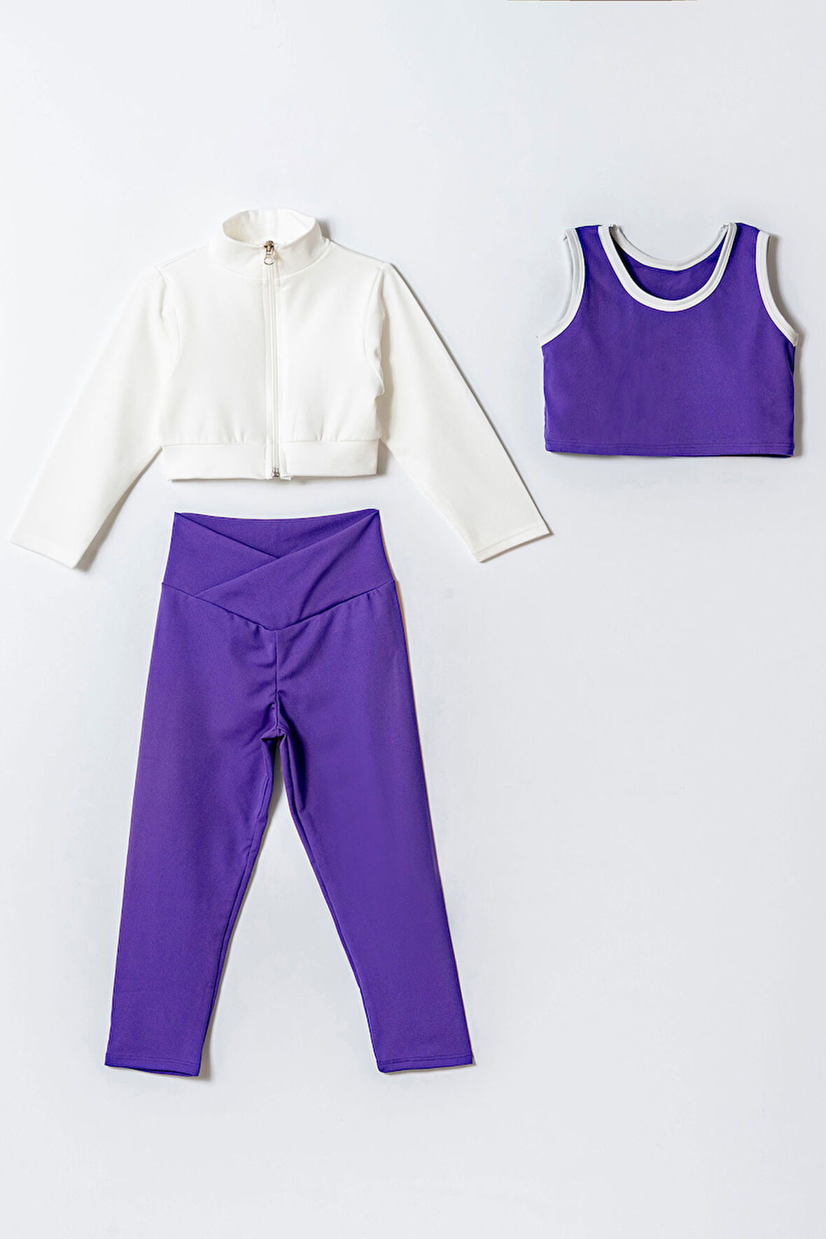 Kız Çocuk 3'lü Spor Crop Takım