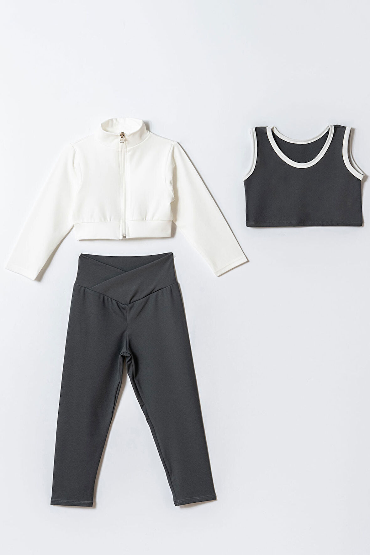 Kız Çocuk 3'lü Spor Crop Takım