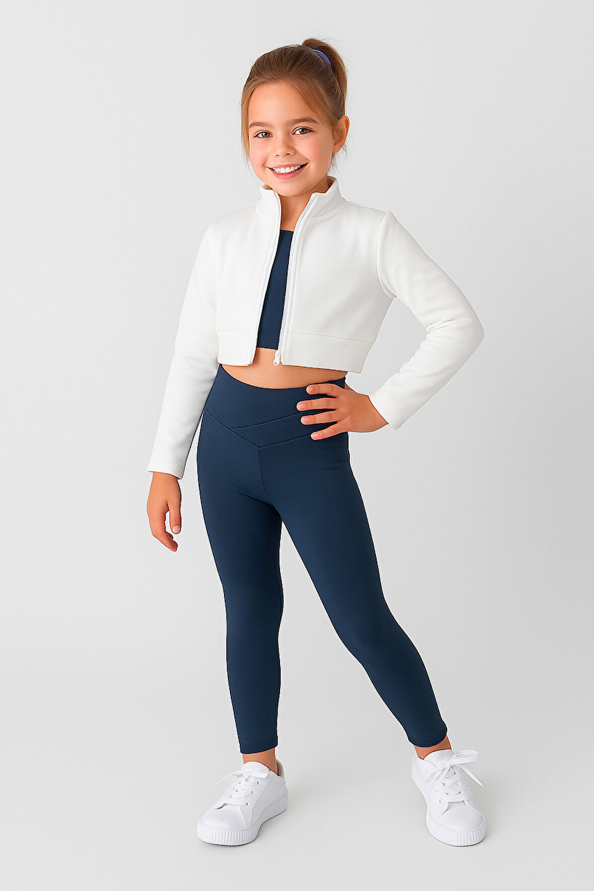 Kız Çocuk 3'lü Spor Crop Takım