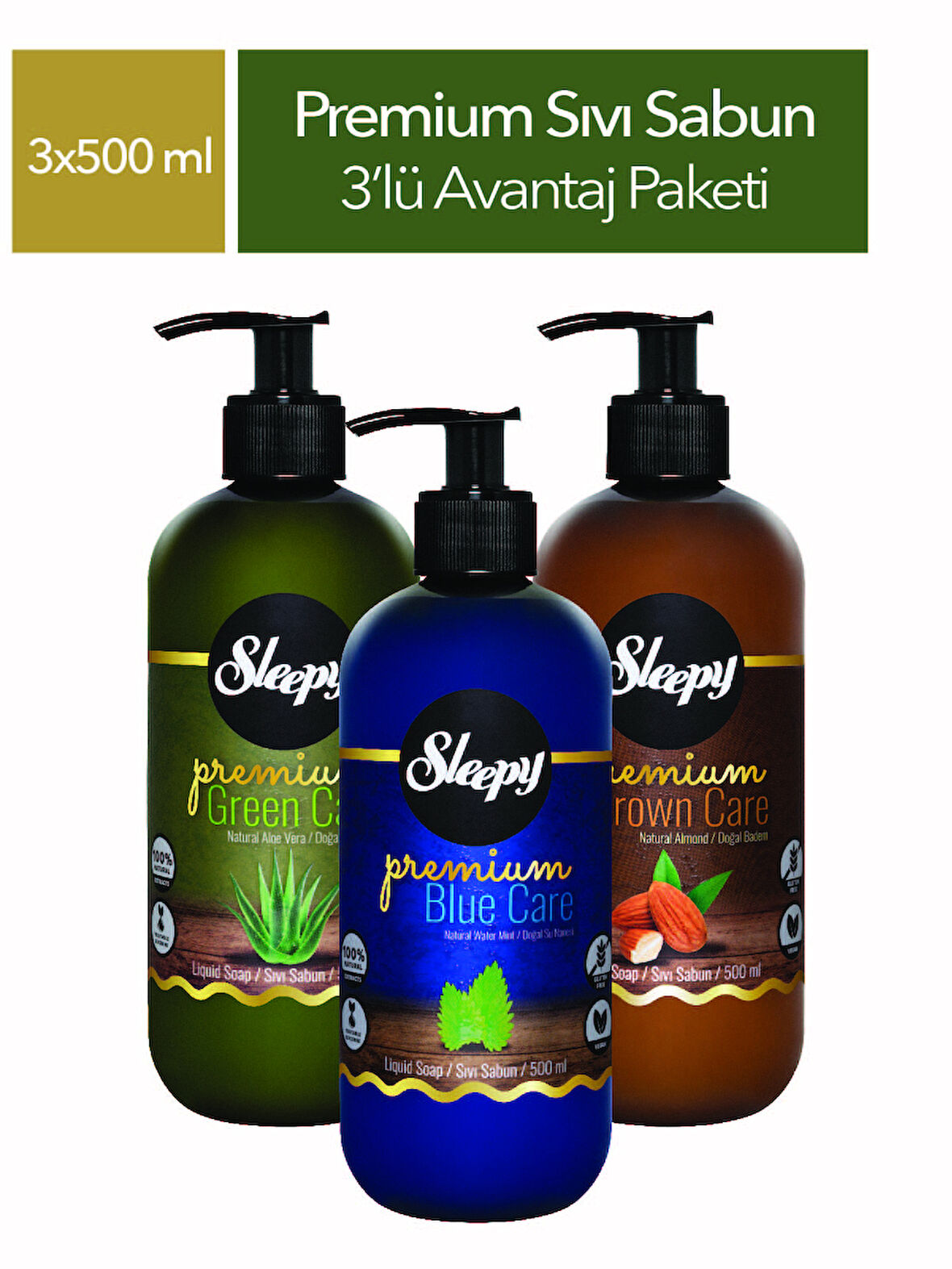 Sleepy Premium Sıvı Sabun 3’lü Avantaj Paketi 3x500 ml