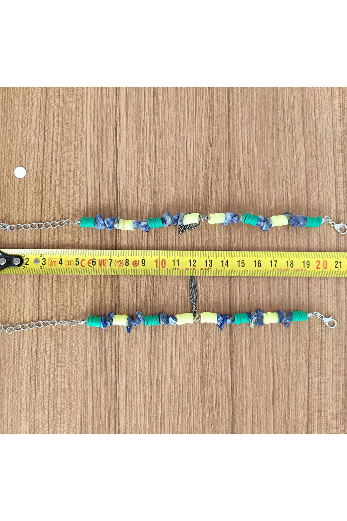 Doğal Sodalit Taşı & Heishi Boncuklu Bohem Yazlık Bileklik - 12591