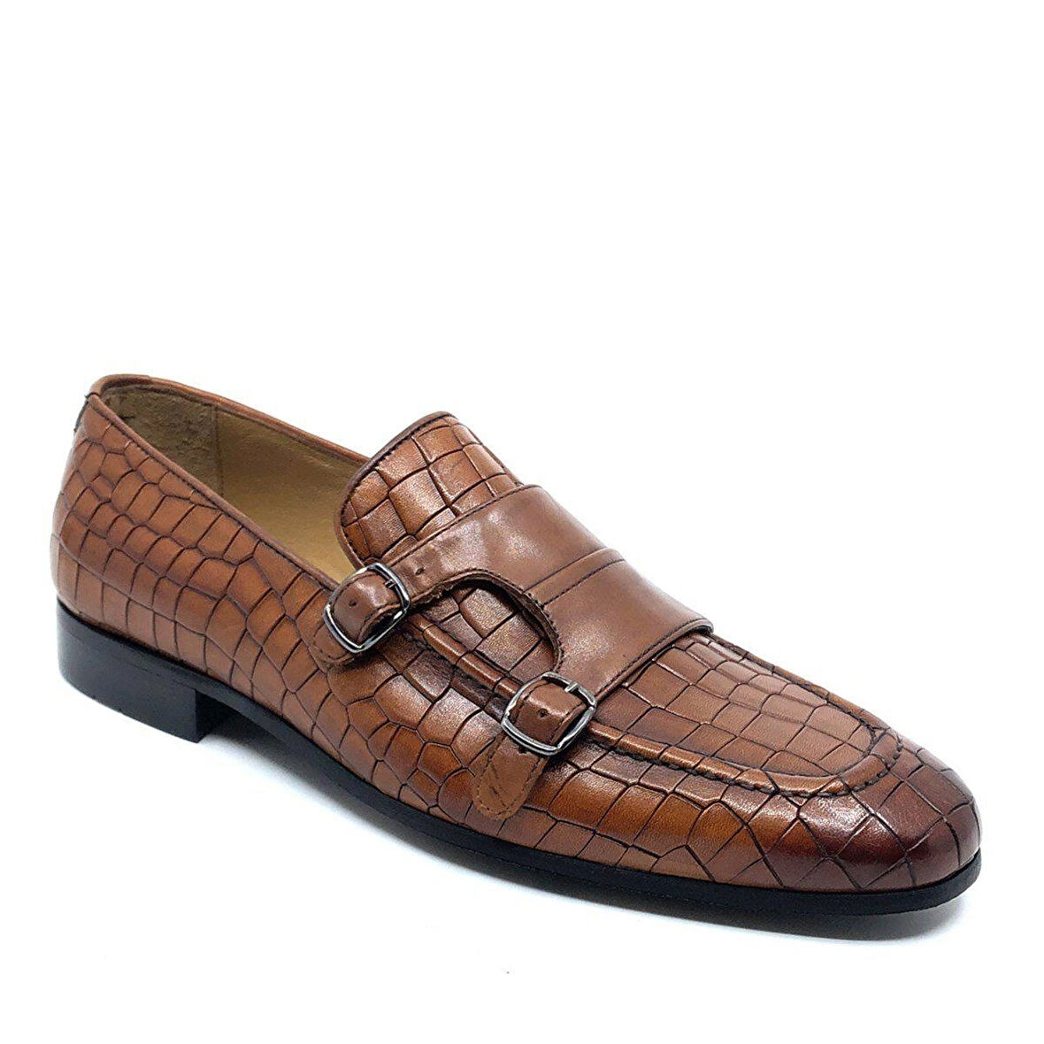 DARKWOOD-ERKEK KLASİK AYAKKABI-HAKİKİ DERİ-TABA RENK-TOKALI MODEL