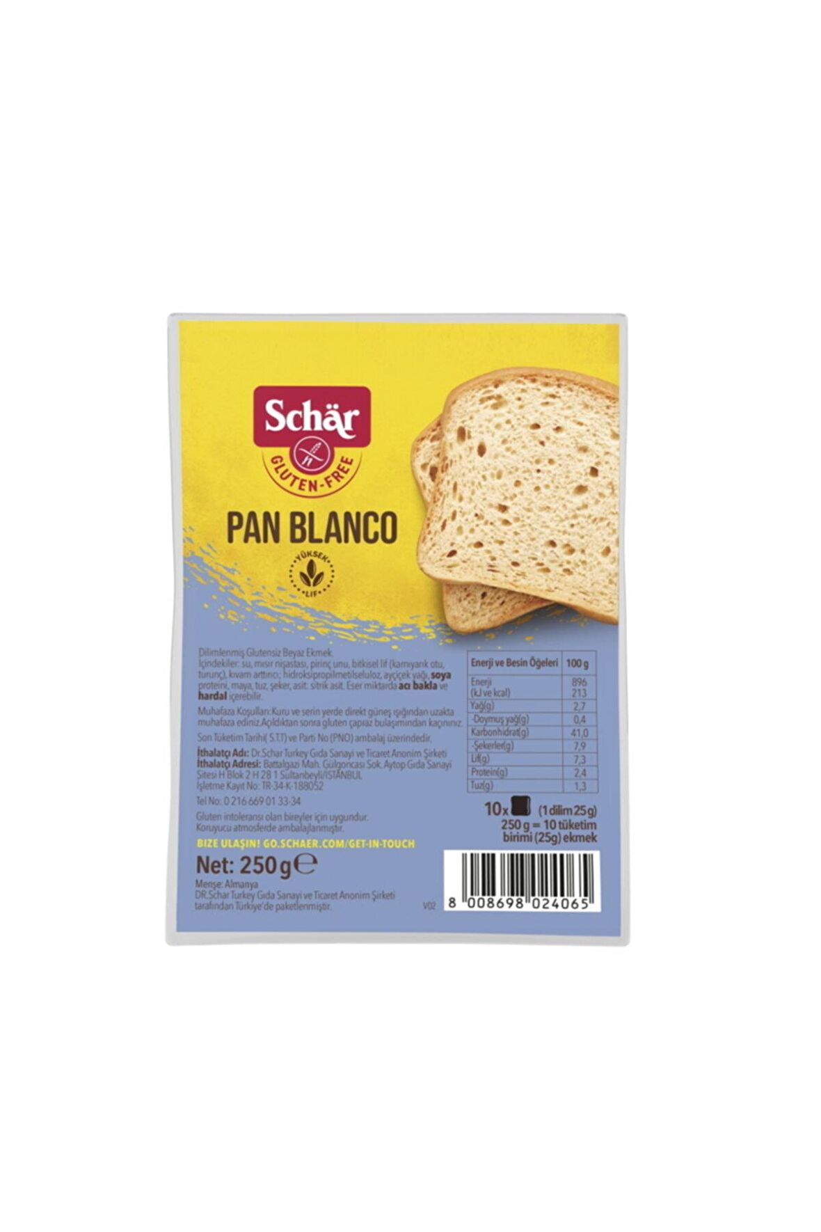 Pan Blanco Dilimli Ekmek 250 gr 8 Adet