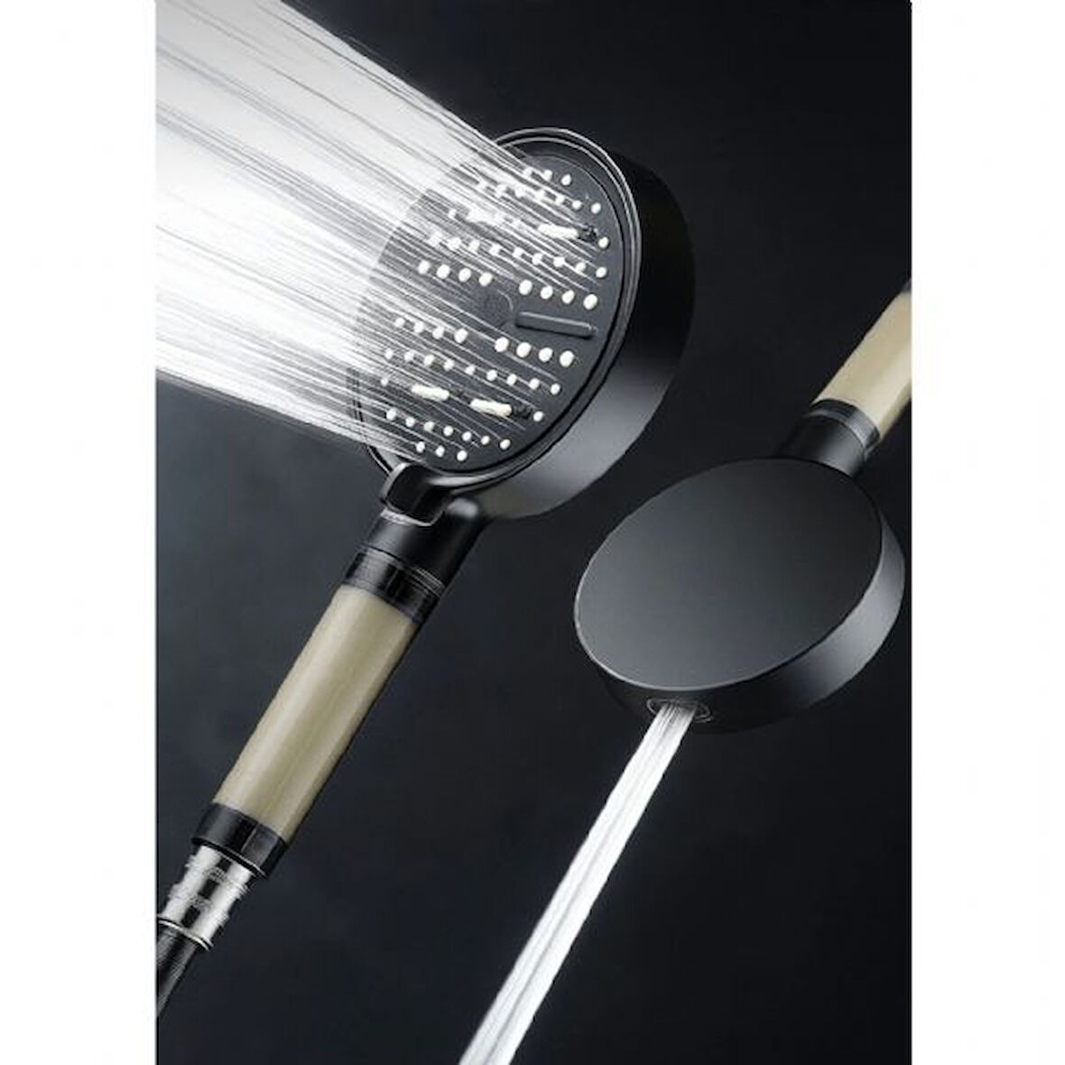 Kireç Tutucu Tazyik Arttırıcı 6 Fonksiyonlu Siyah Duş Başlığı