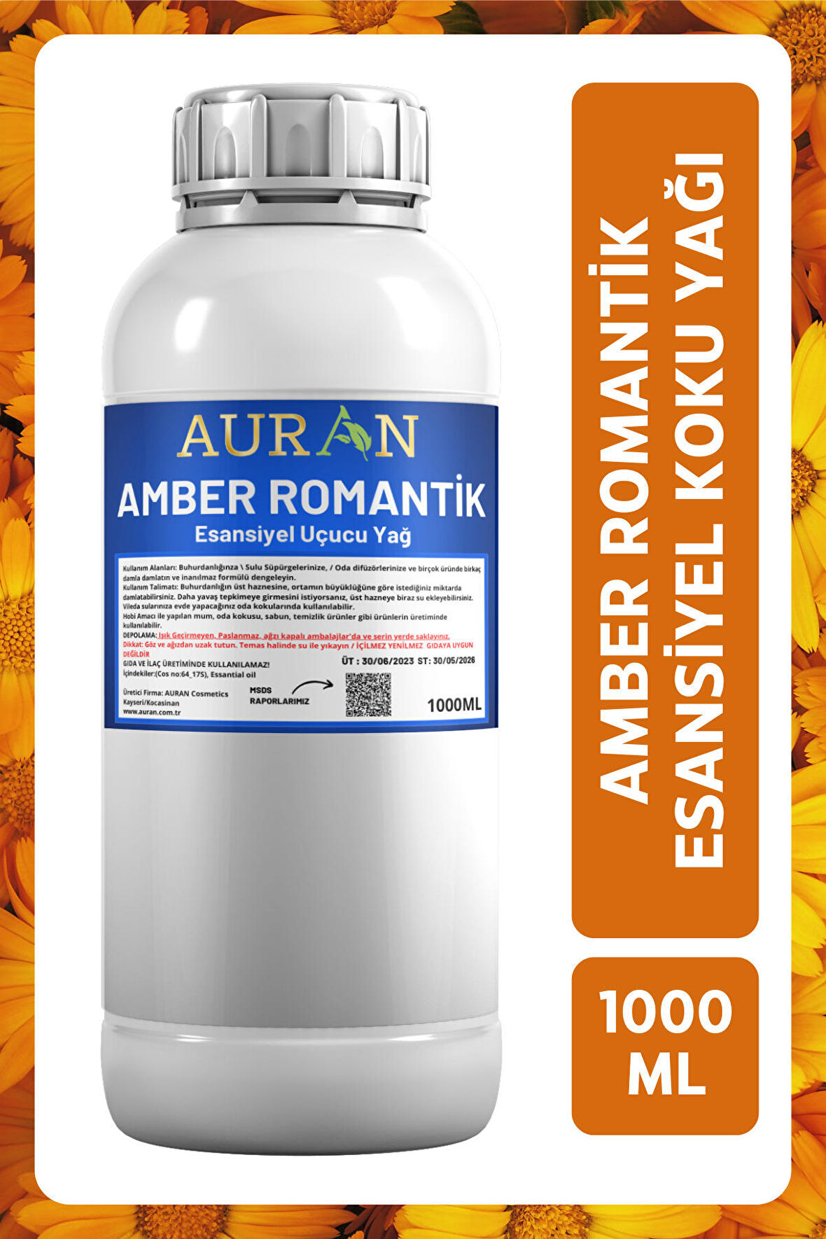 Amber Romantik Esansiyel Uçucu Yağ Esans Koku Yağı Hobi Esans Mum Sabun Oda Kokusu 1000ml