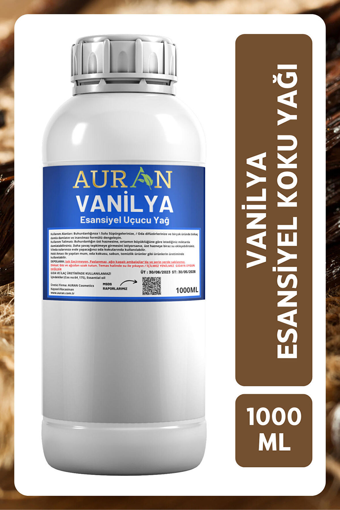 Vanilya Esansiyel Uçucu Yağ Esans Koku Yağı Hobi Esans Mum Sabun Oda Kokusu 1000ml
