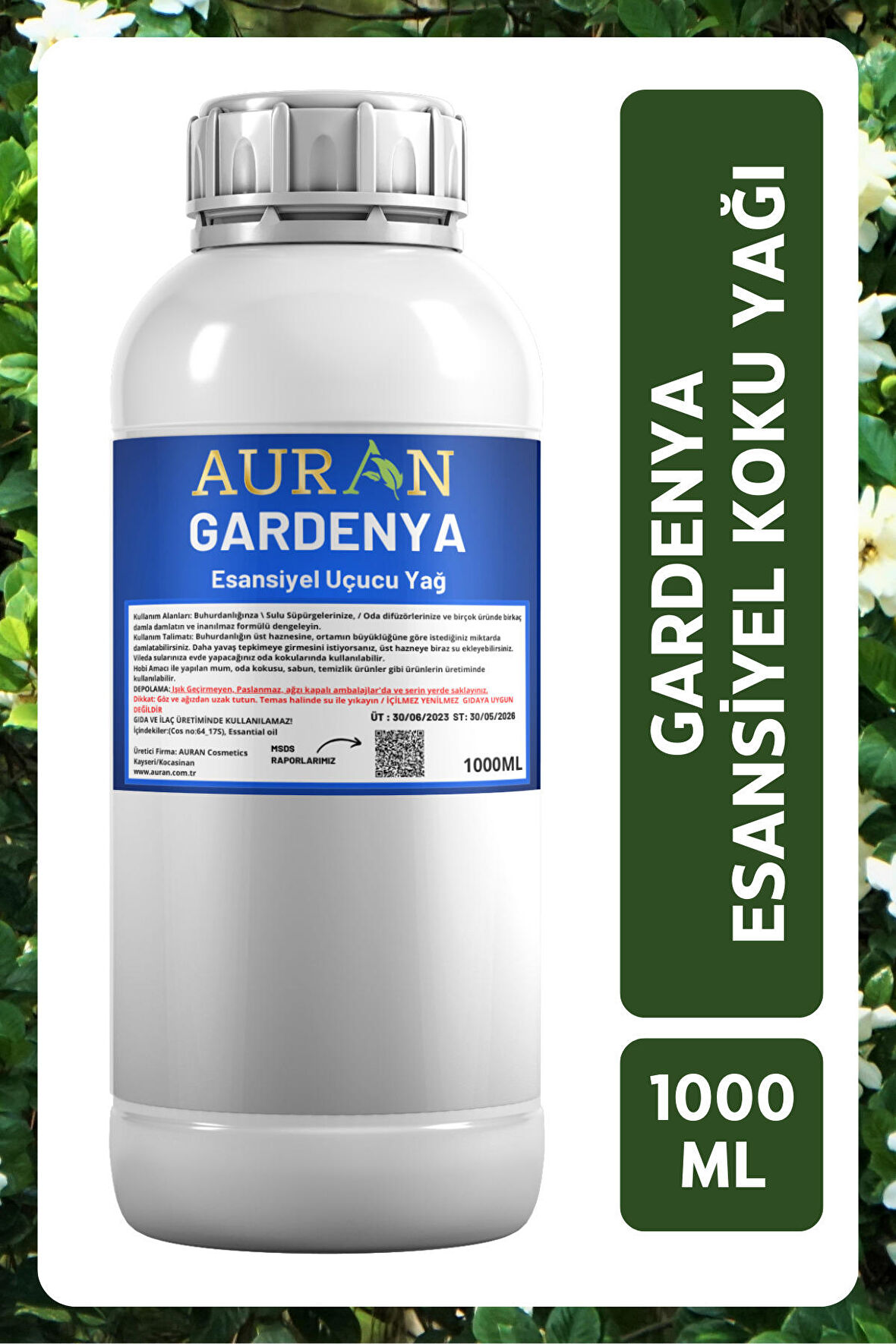 Gardenya Esansiyel Uçucu Yağ Esans Koku Yağı Hobi Esans Mum Sabun Oda Kokusu 1000ml