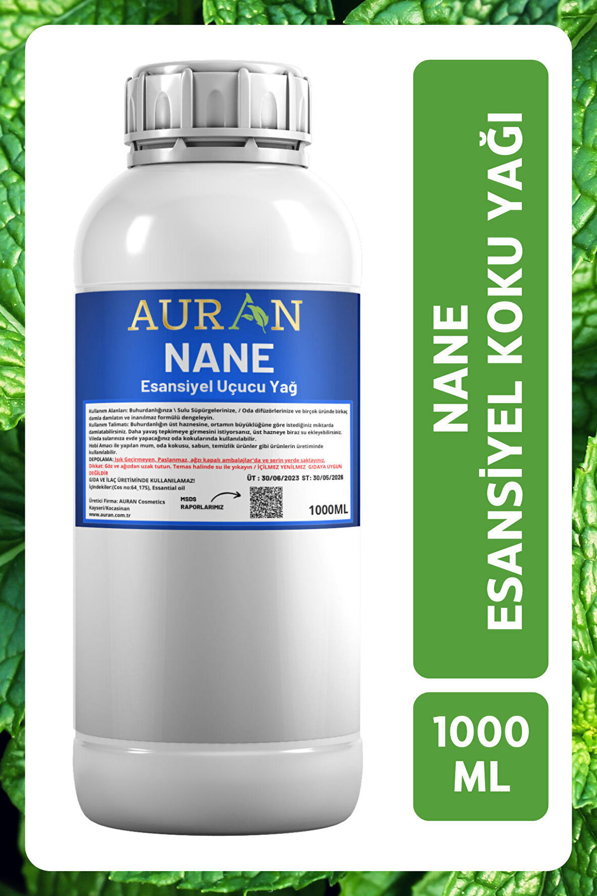 Nane Esansiyel Uçucu Yağ Esans Koku Yağı Hobi Esans Mum Sabun Oda Kokusu 1000ml