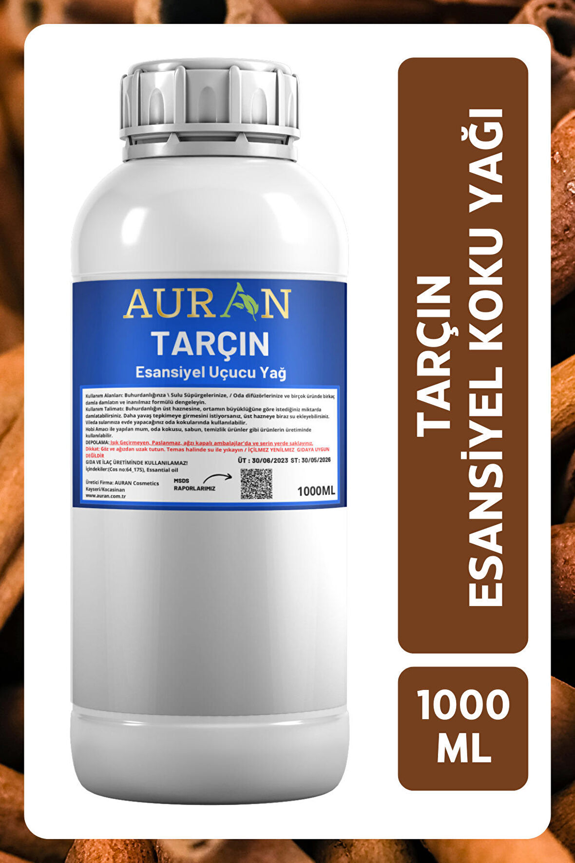 Tarçın Esansiyel Uçucu Yağ Esans Koku Yağı Hobi Esans Mum Sabun Oda Kokusu 1000ml
