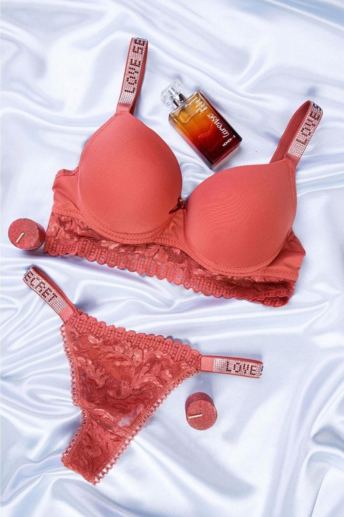 Tılsım Lingerie Love Secret Taşlı Mikro Dolgulu Kiremit Sütyen Takımı - 250