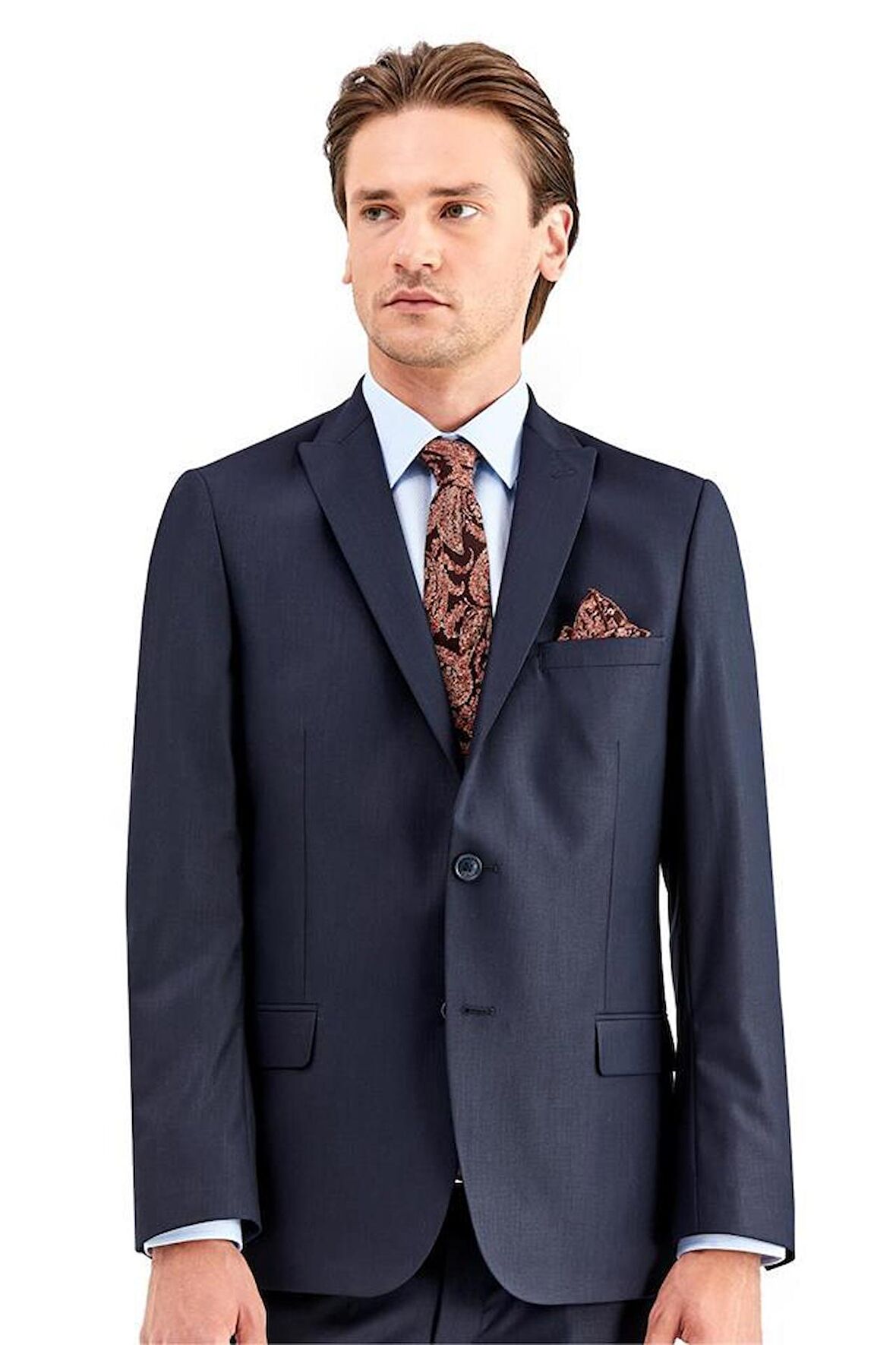 Gabardin Kırlangıç Yaka Astarlı 6 Drop Slim Fit Dar Kesim Takım Elbise 1001220011 Lacivert