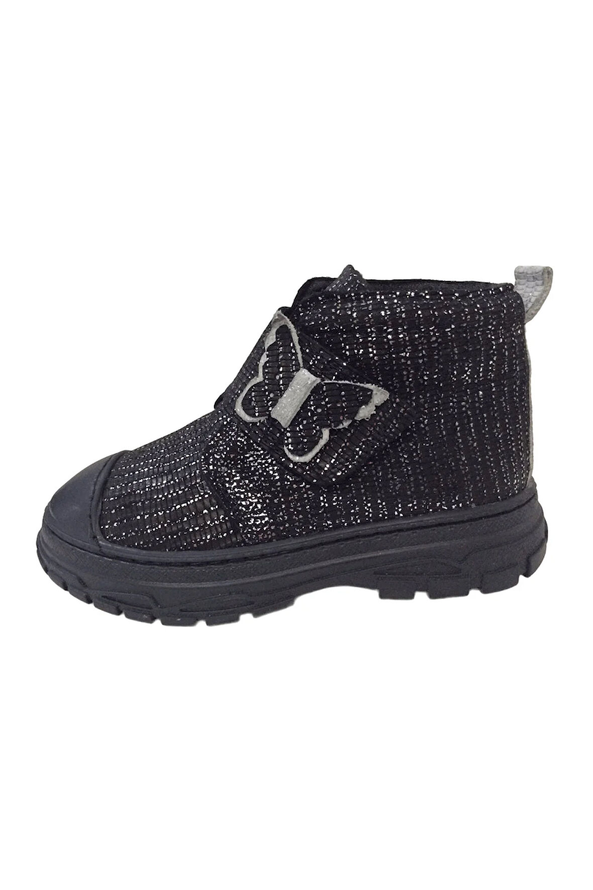 OrtopedikAL 1001 Ridente Siyah Simli Parlak Patik Kız Çocuk Bot % 100 DERİ Kalın Tek Cırtlı