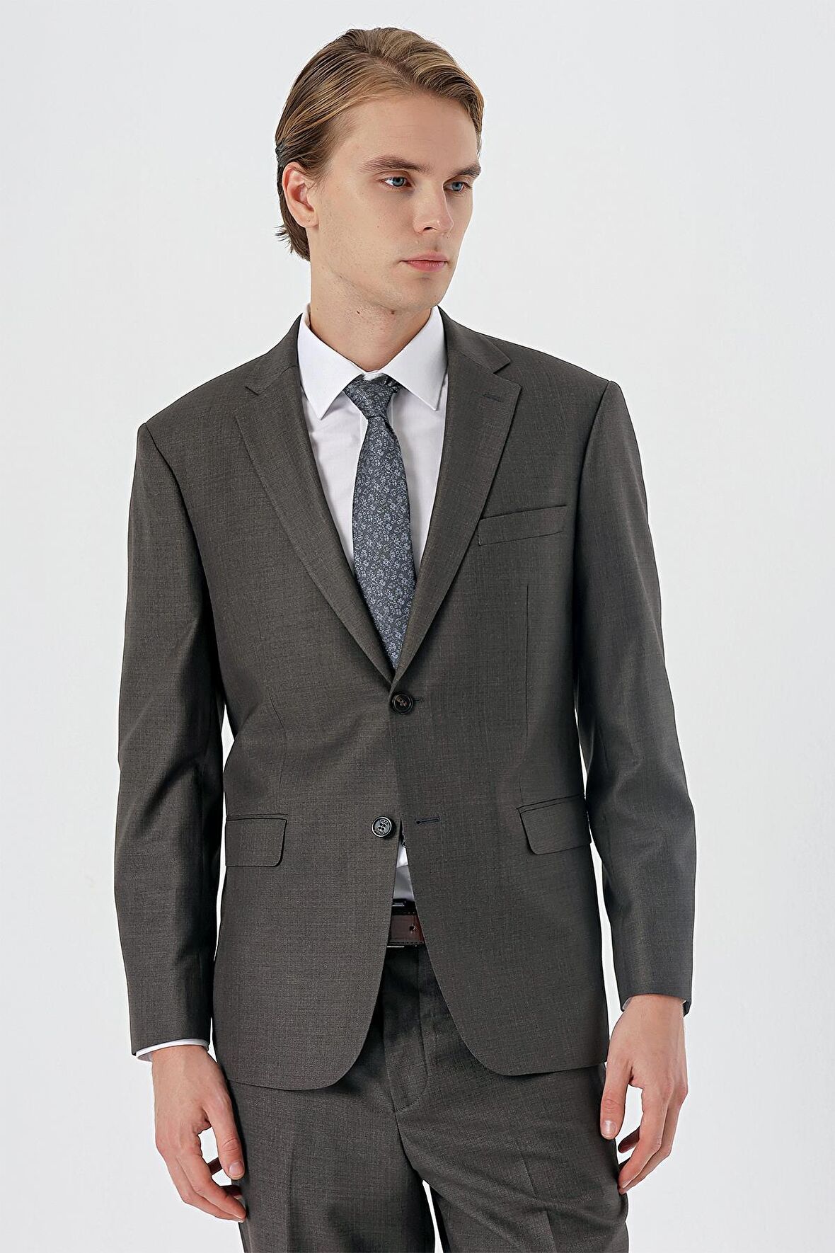 Koyu Haki Mono Yaka Tek Yırtmaç 4 Drop Comfort Fit Rahat Kesim Klasik Takım Elbise 1001235167
