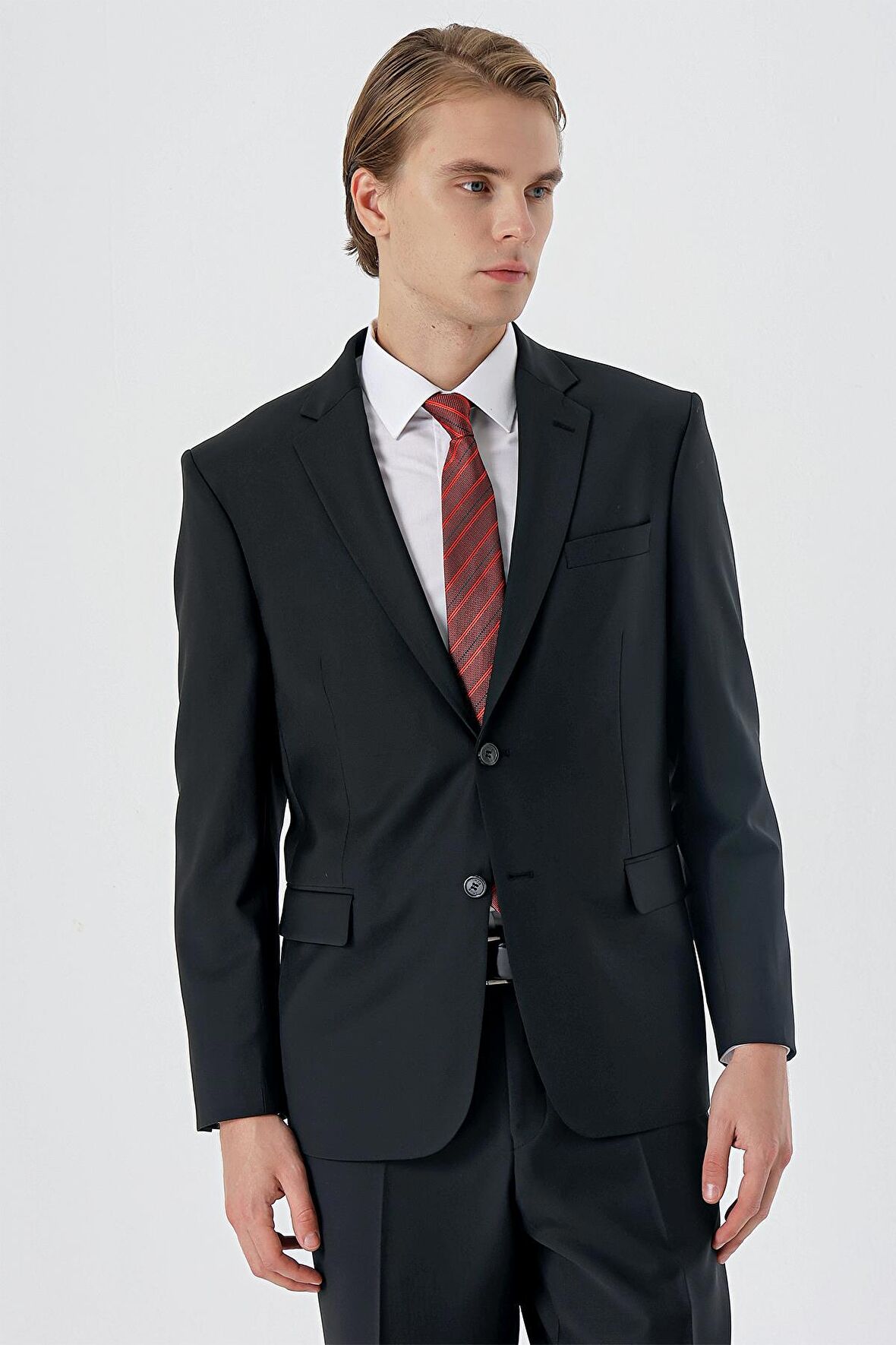 Mono Yaka Yünlü Likralı 4 Drop Comfort Fit Rahat Kesim Klasik Takım Elbise 1001235171 Siyah