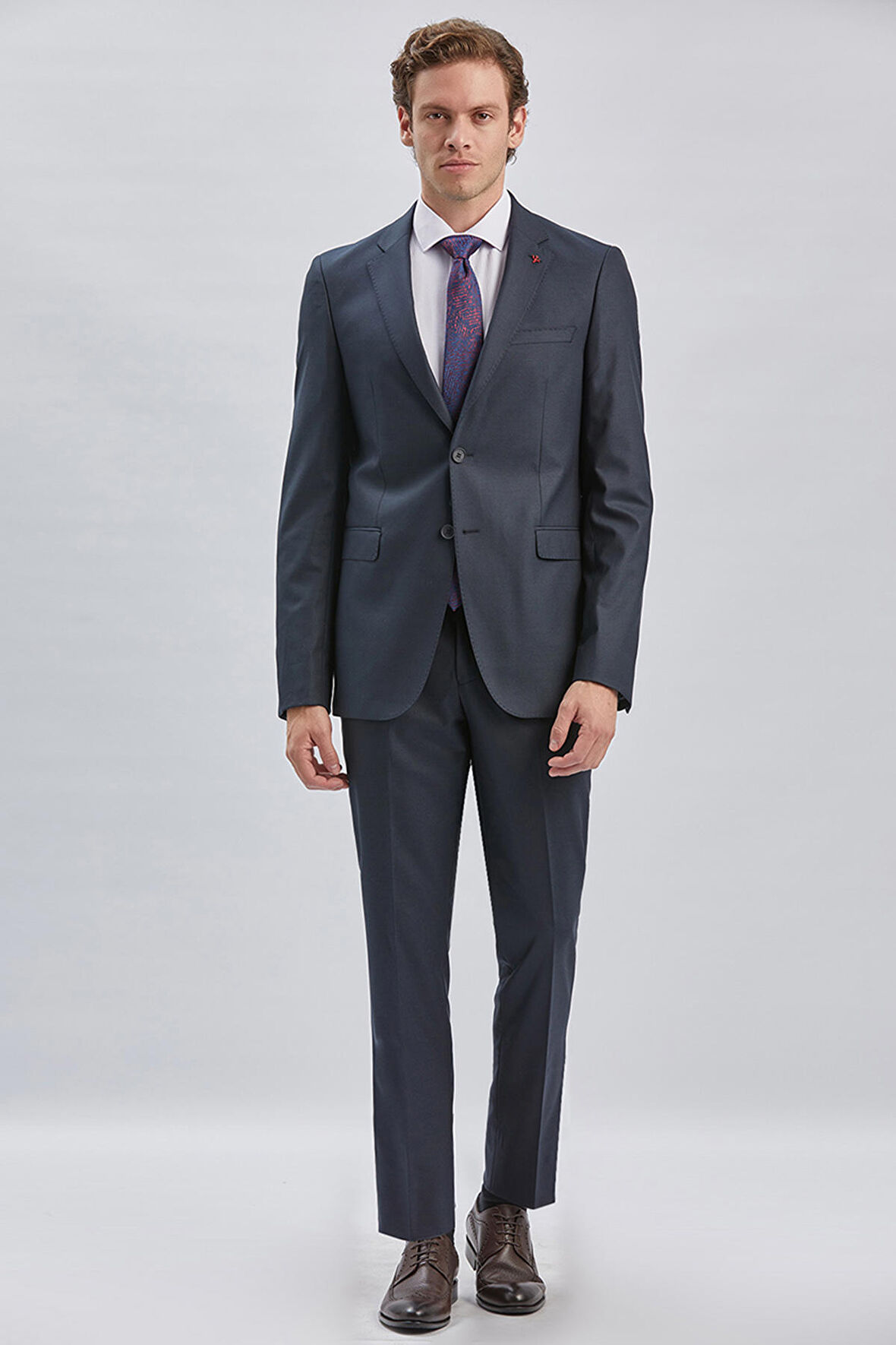 Lacivert Gabardin Mono Yaka 8 Drop Comfort Fit Rahat Kesim Basic Takım Elbise 1001240006