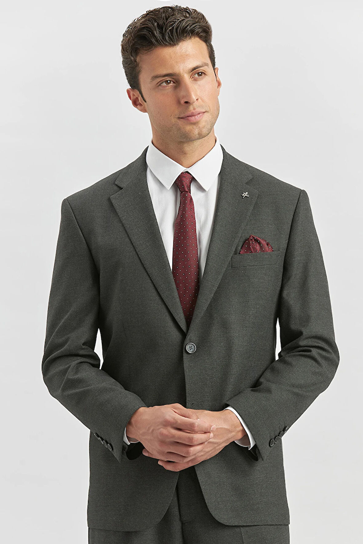 Siyah Kendinden Mono Yaka 2 Düğme 4 Drop Comfort Fit Classic Takım Elbise 1001240181