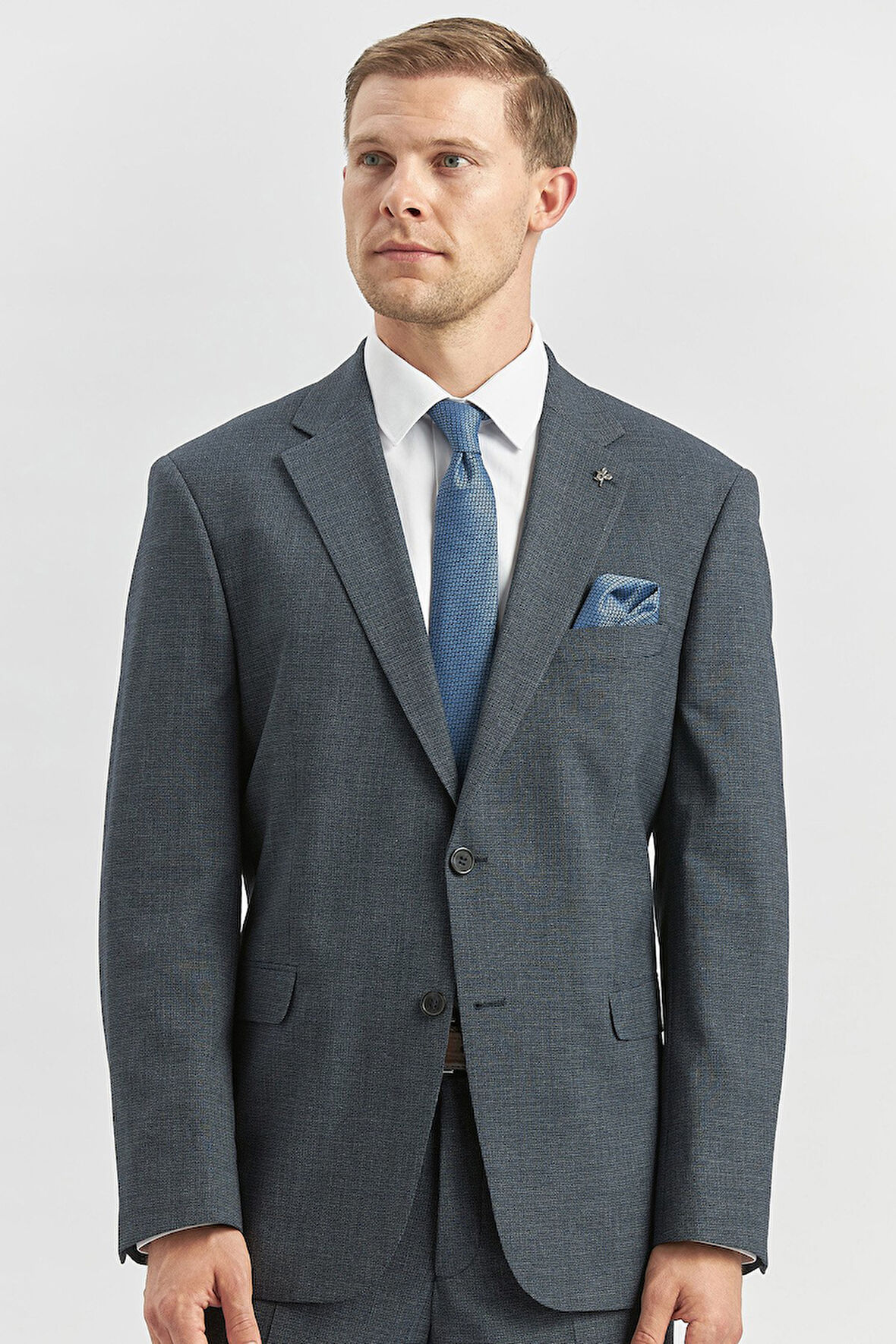 Koyu Lacivert Kendinden Mono Yaka 2 Düğme 4 Drop Comfort Fit Classic Takım Elbise 1001240182