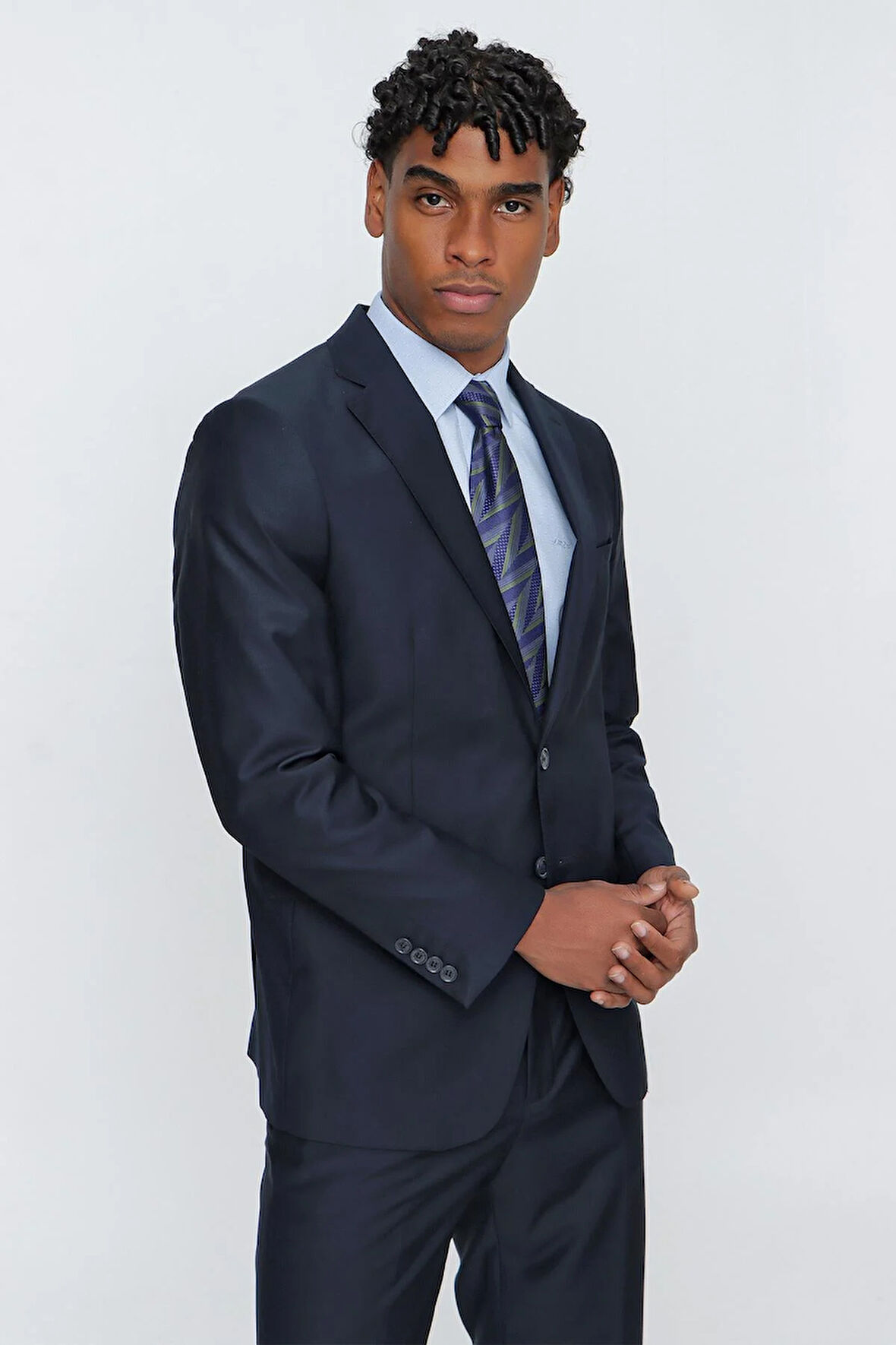 Lacivert Düz Gabardin Mono Yaka 2 Düğme 6 Drop Comfort Fit Basic Takım Elbise 1001250009_206