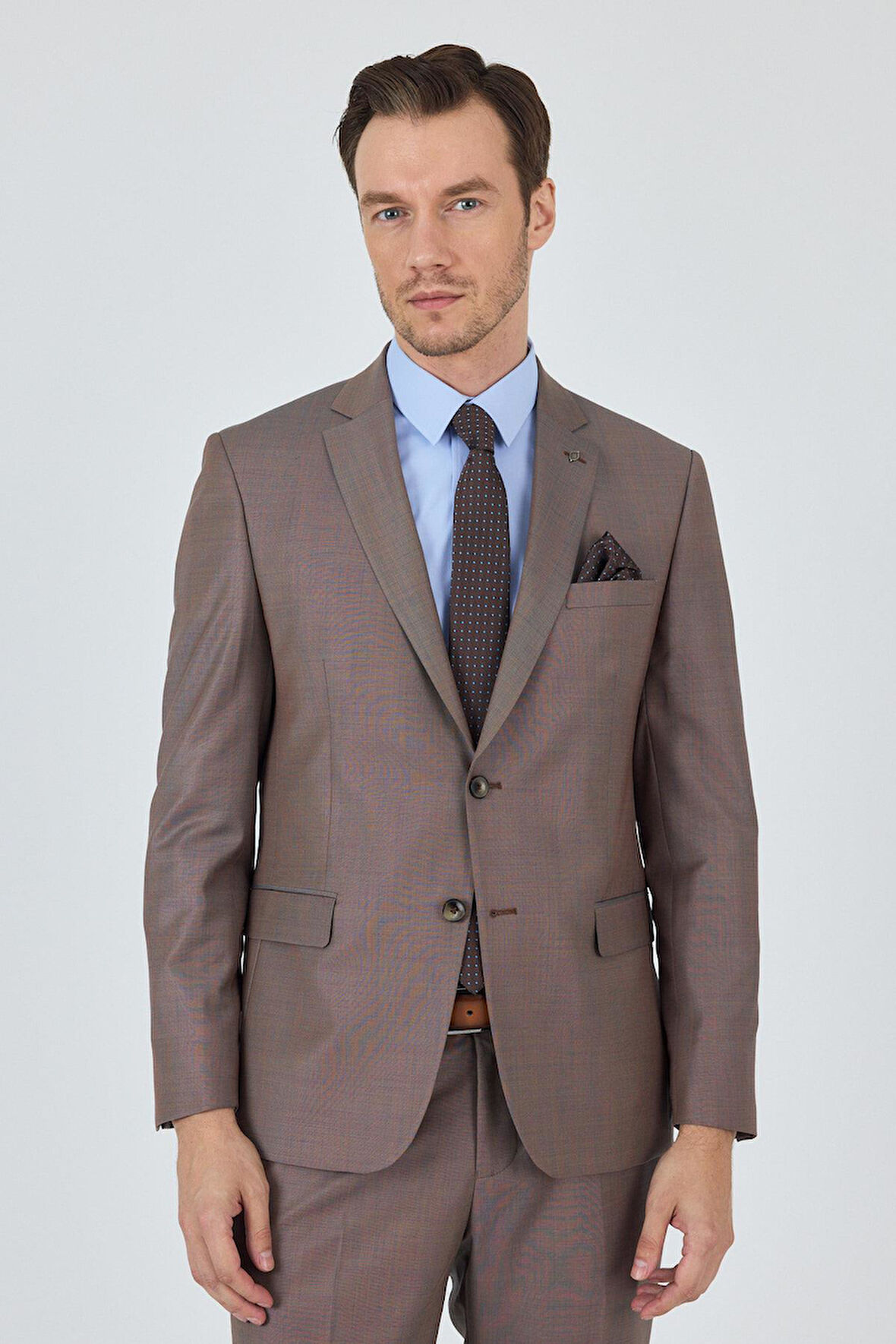 Turuncu Mono Yaka Düz 2 Düğme Classic Yünlü Slim Fit Takım Elbise 1001250175