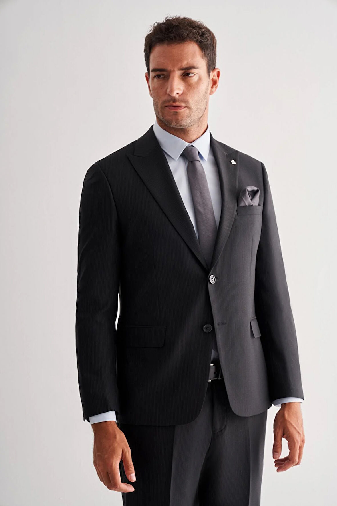 Siyah Kırlangıç Yaka Tam Astar 6 Drop Slim Fit Esnek   Takım Elbise 1001255156