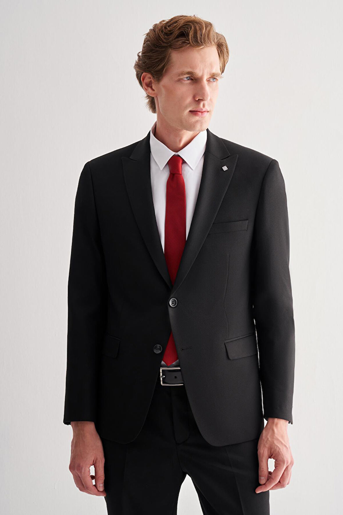 Siyah Kılıç Yaka Tam Astar 6 Drop Slim Fit Takım Elbise 1001255157