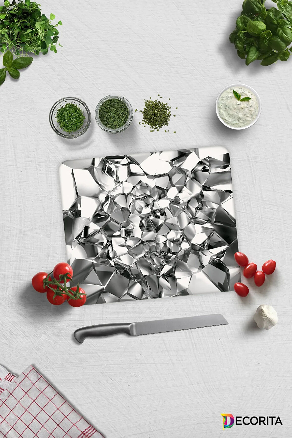 Cam Kesme Tahtası - Cam Kesme Tablası | Gümüş Kristal | 29cm x 34cm