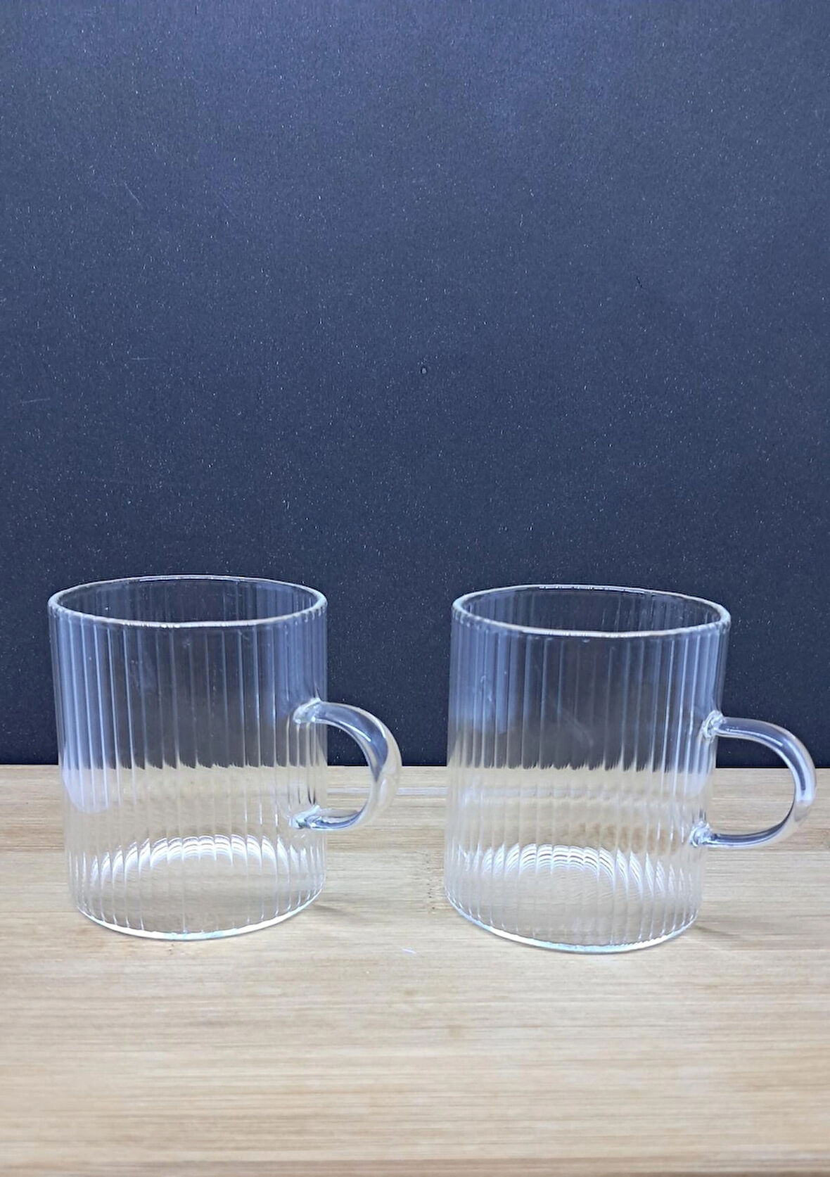 blackleg borosilikat ısıya dayanıklı içecek çay kahve kupa cam bardak 2"li 250 ml çizgi desenli