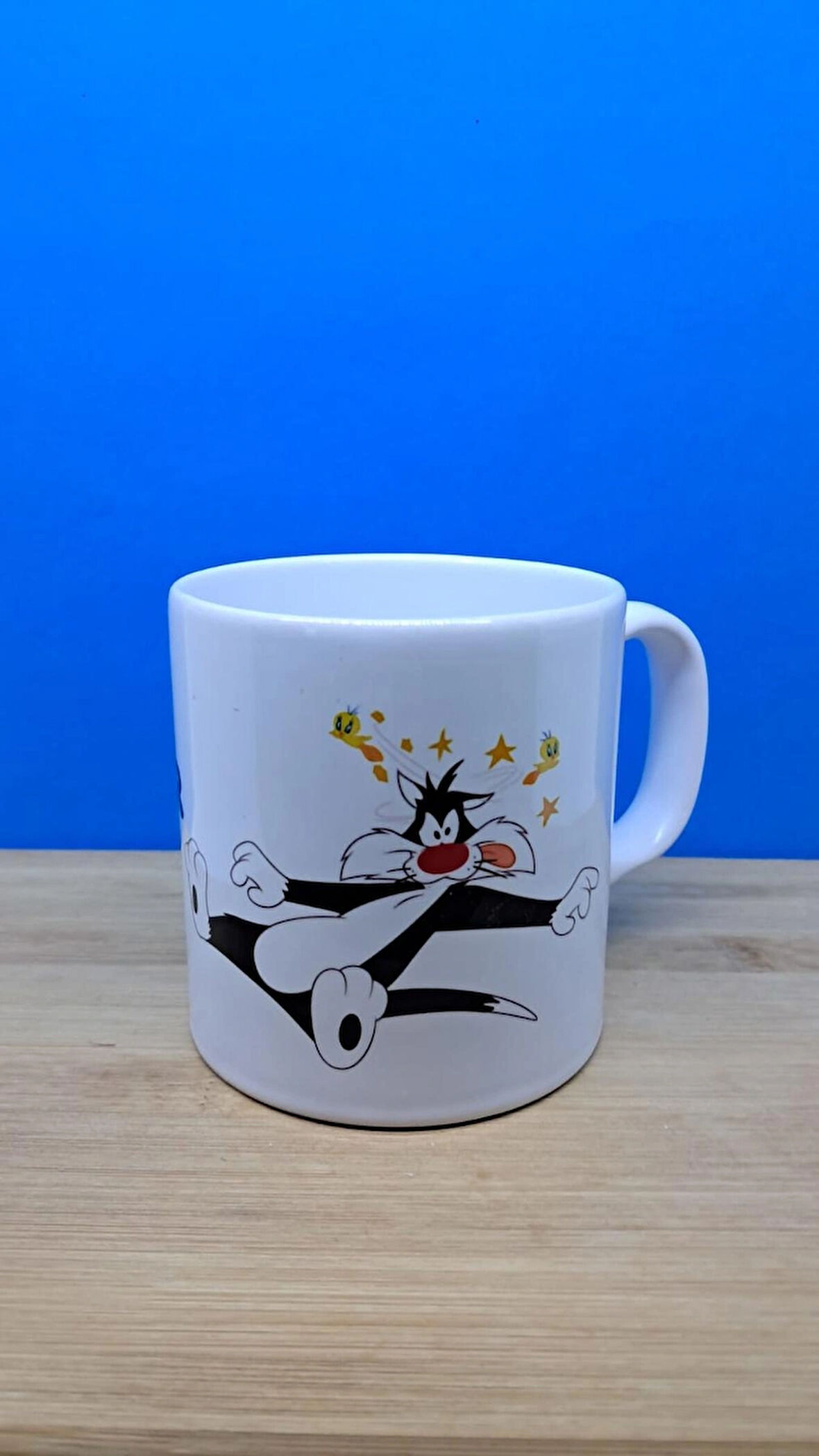 blackleg kulplu bardak TWEETY AND SYLVESTER yazılı çizgi film karakterli çay kahve içecek bardağı 330 ml.