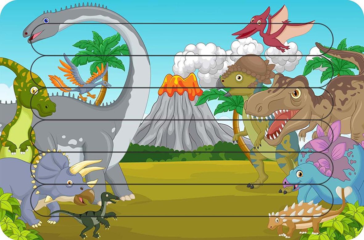 Dinozorlar Çubuk Ahşap Çocuk Puzzle Yapboz Model 2