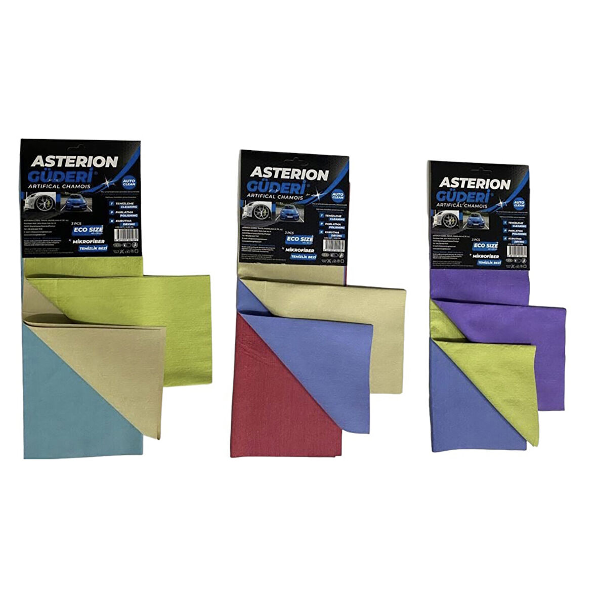 Asterıon Mikrofiber Oto Temizlik Bezi 3'lü