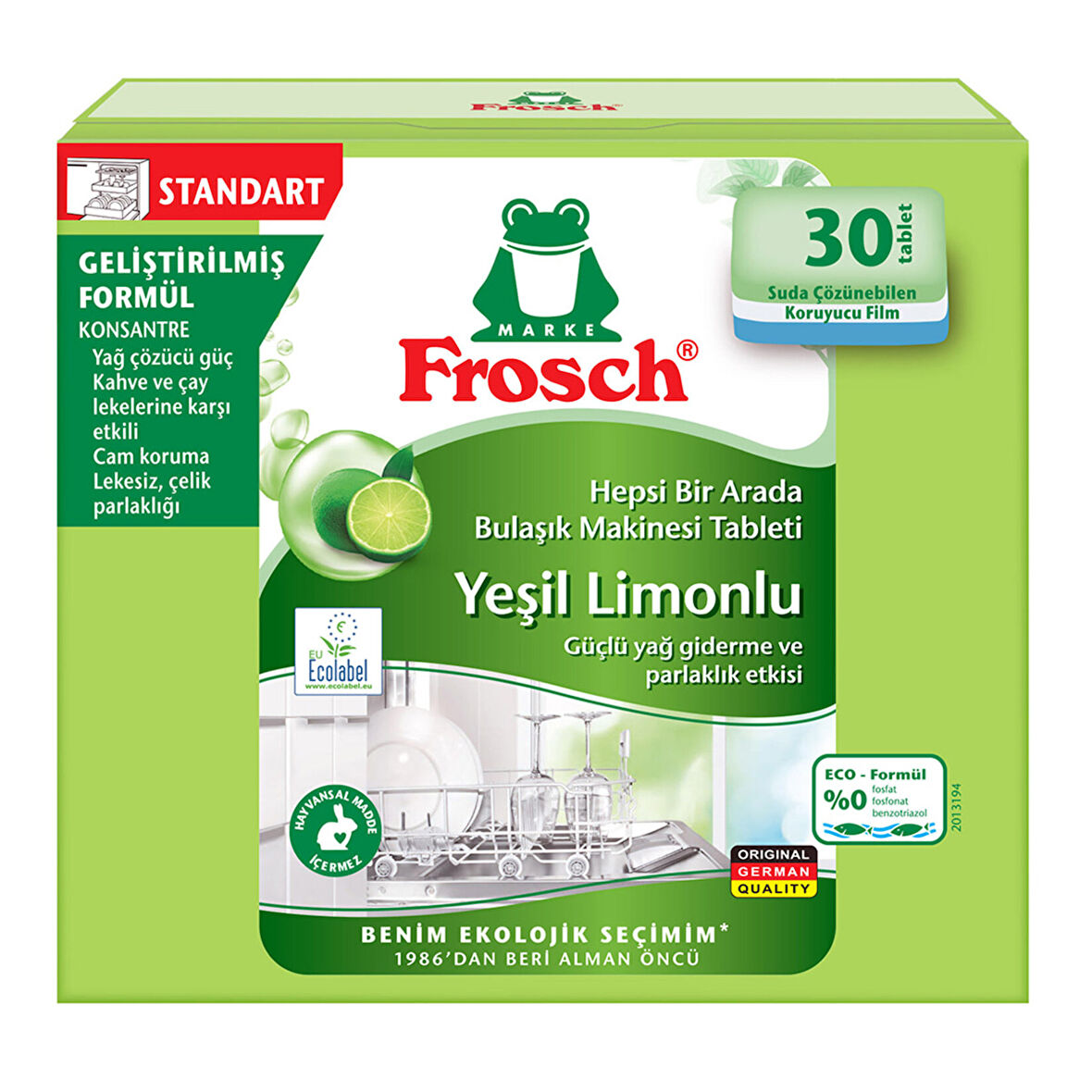 Frosch Yeşil Limon Bulaşık Makinesi Tablet 30'lu 4 ADET